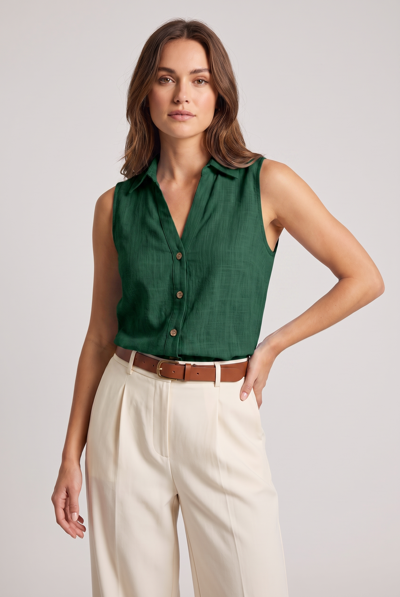 Women's Button Sleeveless Shirt