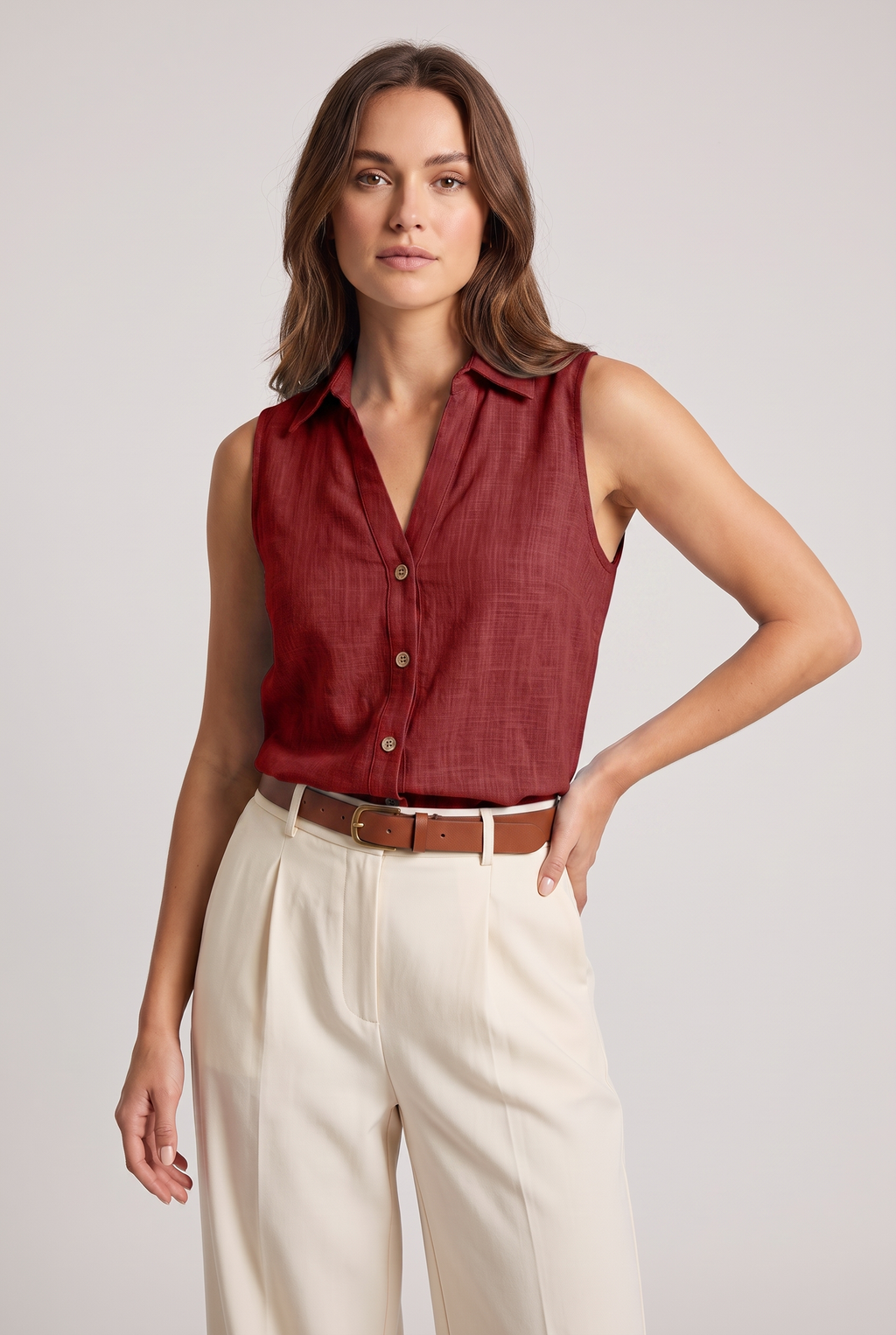 Women's Button Sleeveless Shirt