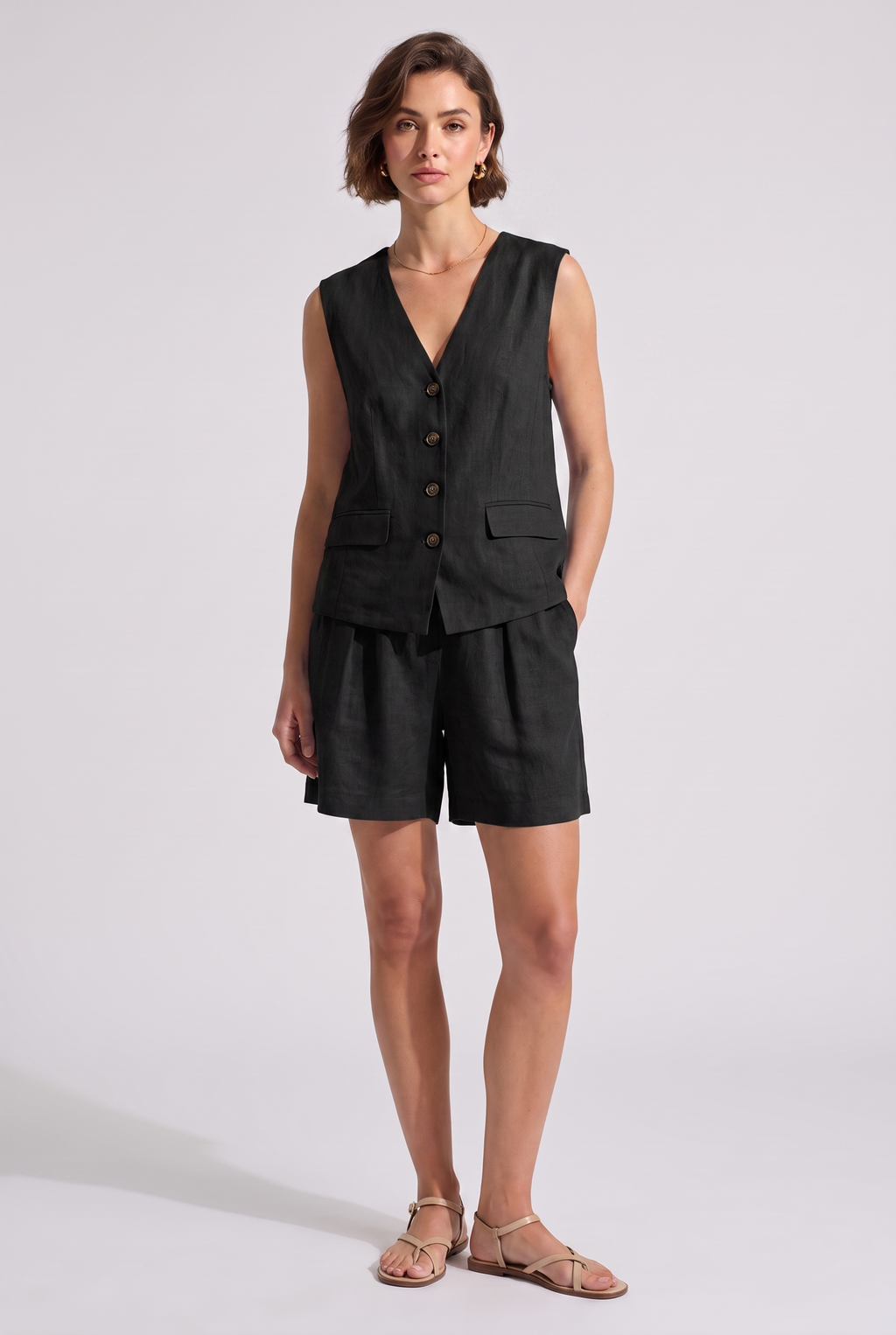 Women's Elegant Vest Top and Shorts Two-Piece Set