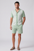 Mens Two Piece Summer Set with Short Sleeve Shirt and Shorts