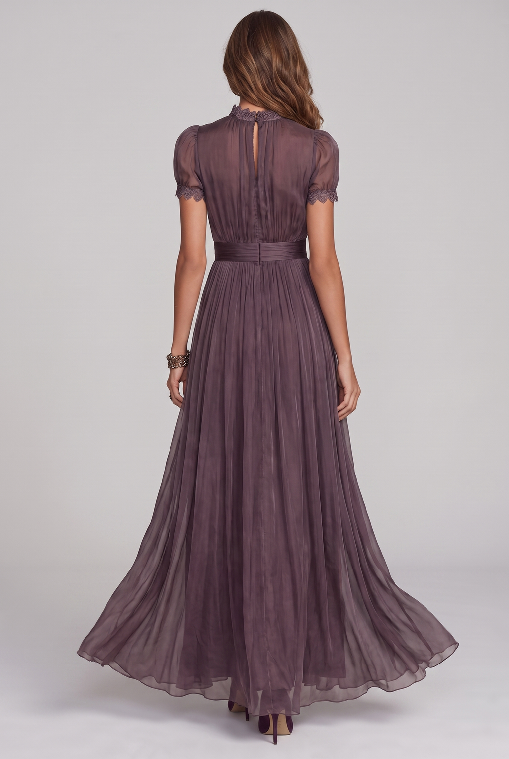 Women's Lace-Spliced High-Neck Maxi Dress