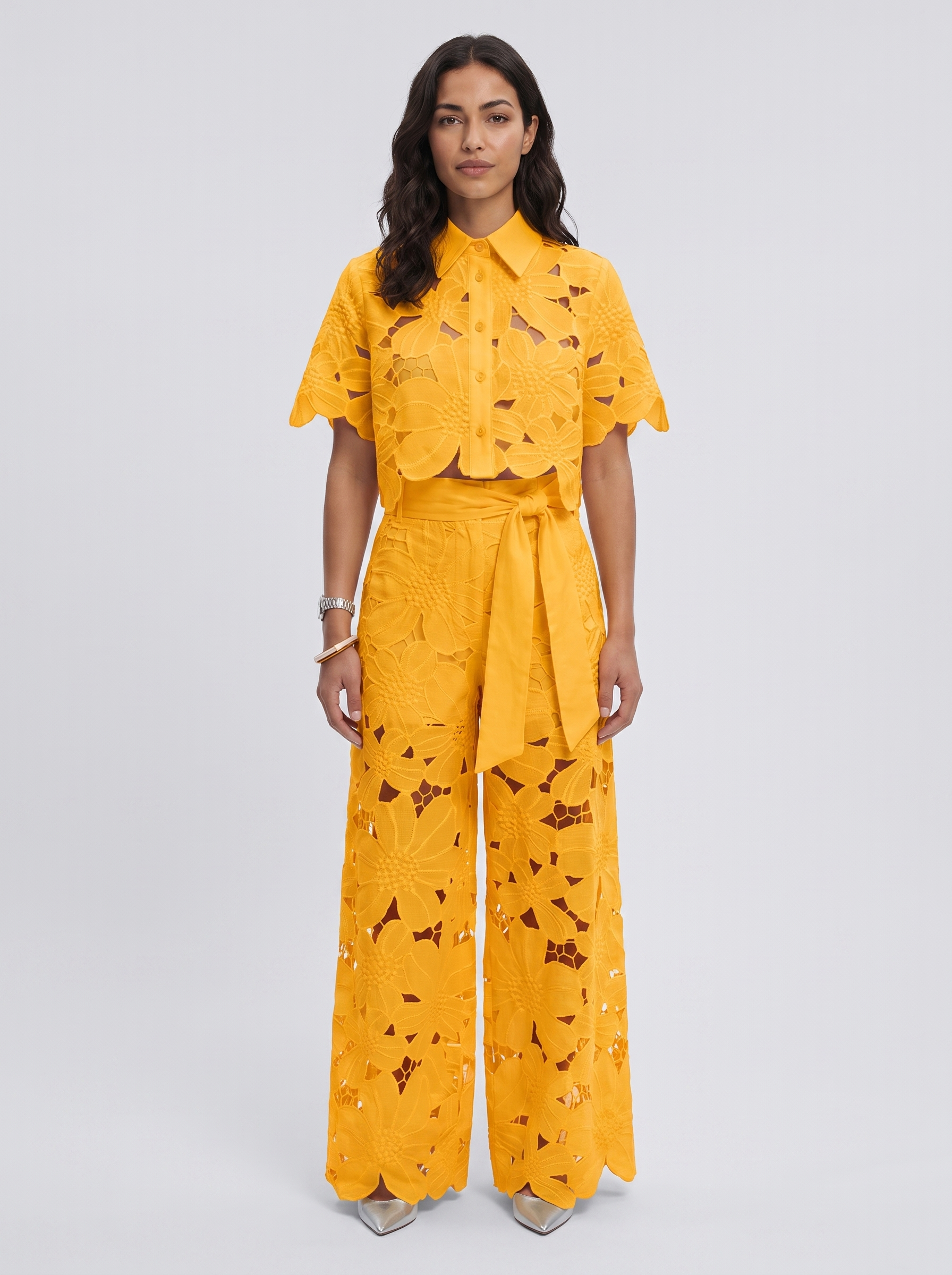 Women's Elegant Shirt and Wide-Leg Pants Outfit Set