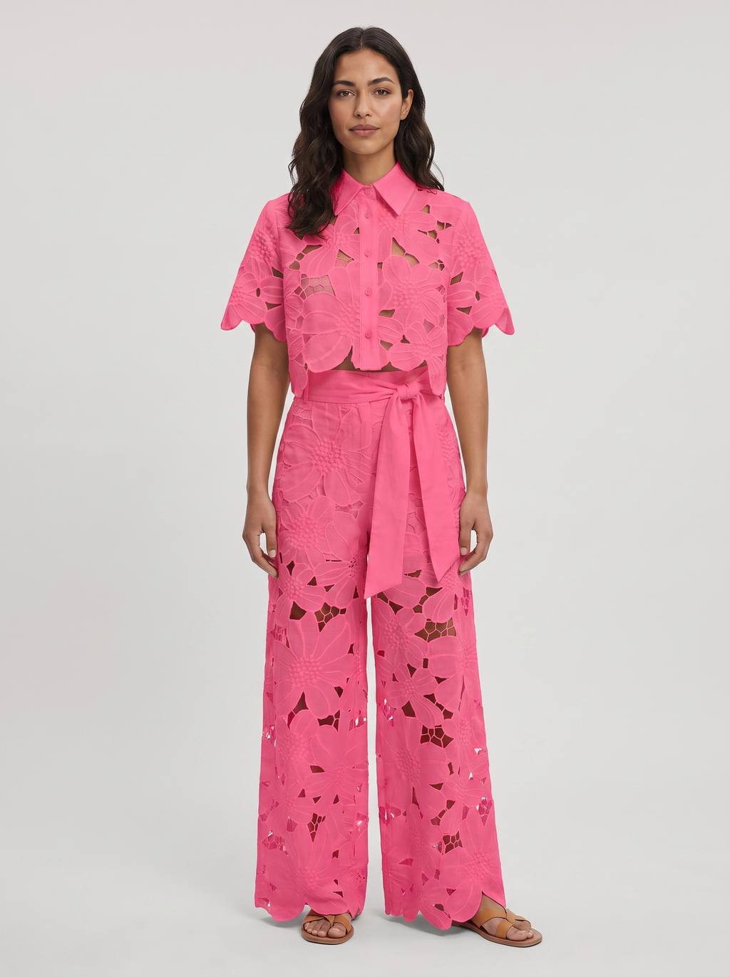 Women's Elegant Shirt and Wide-Leg Pants Outfit Set