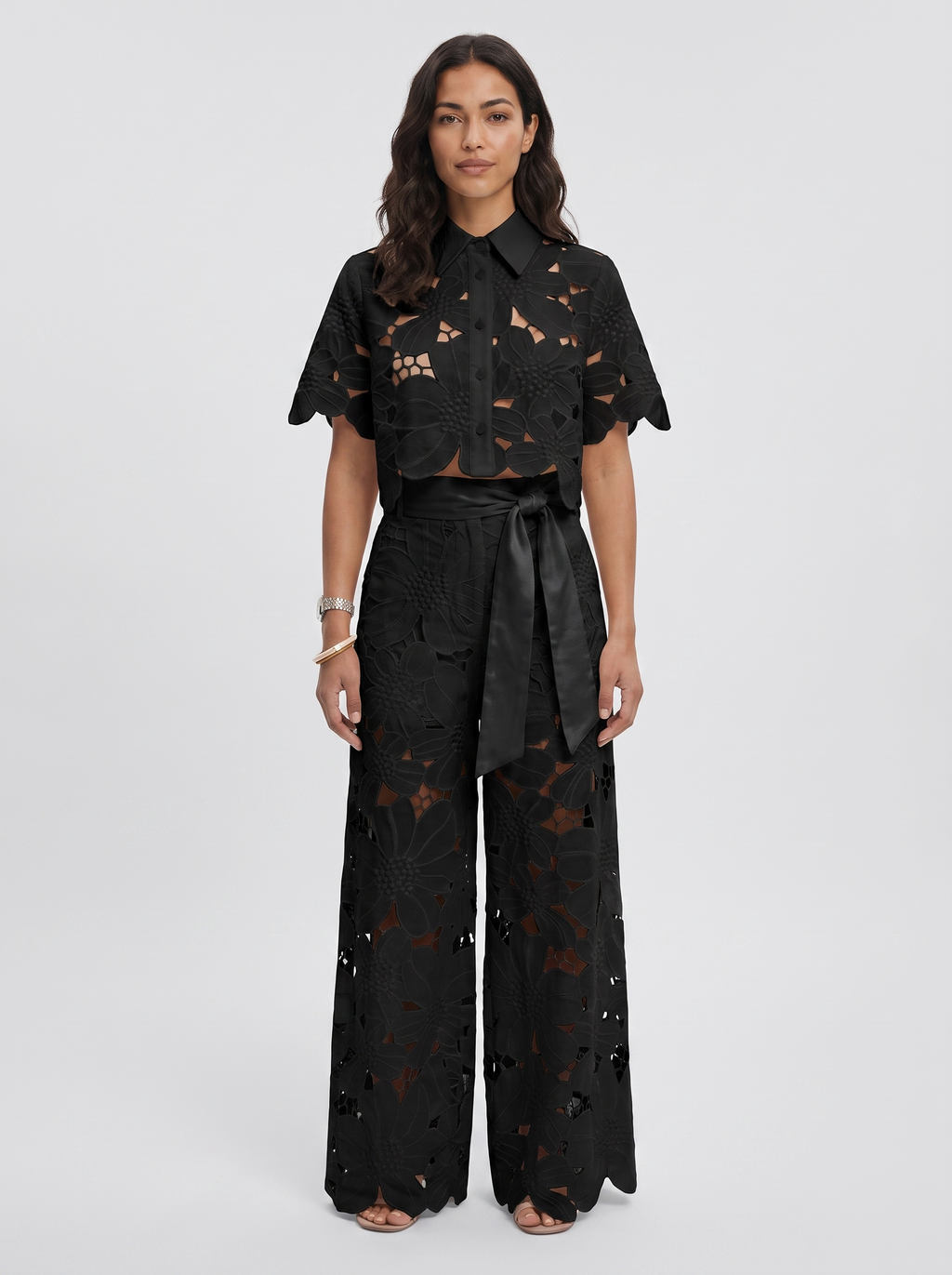 Women's Elegant Shirt and Wide-Leg Pants Outfit Set