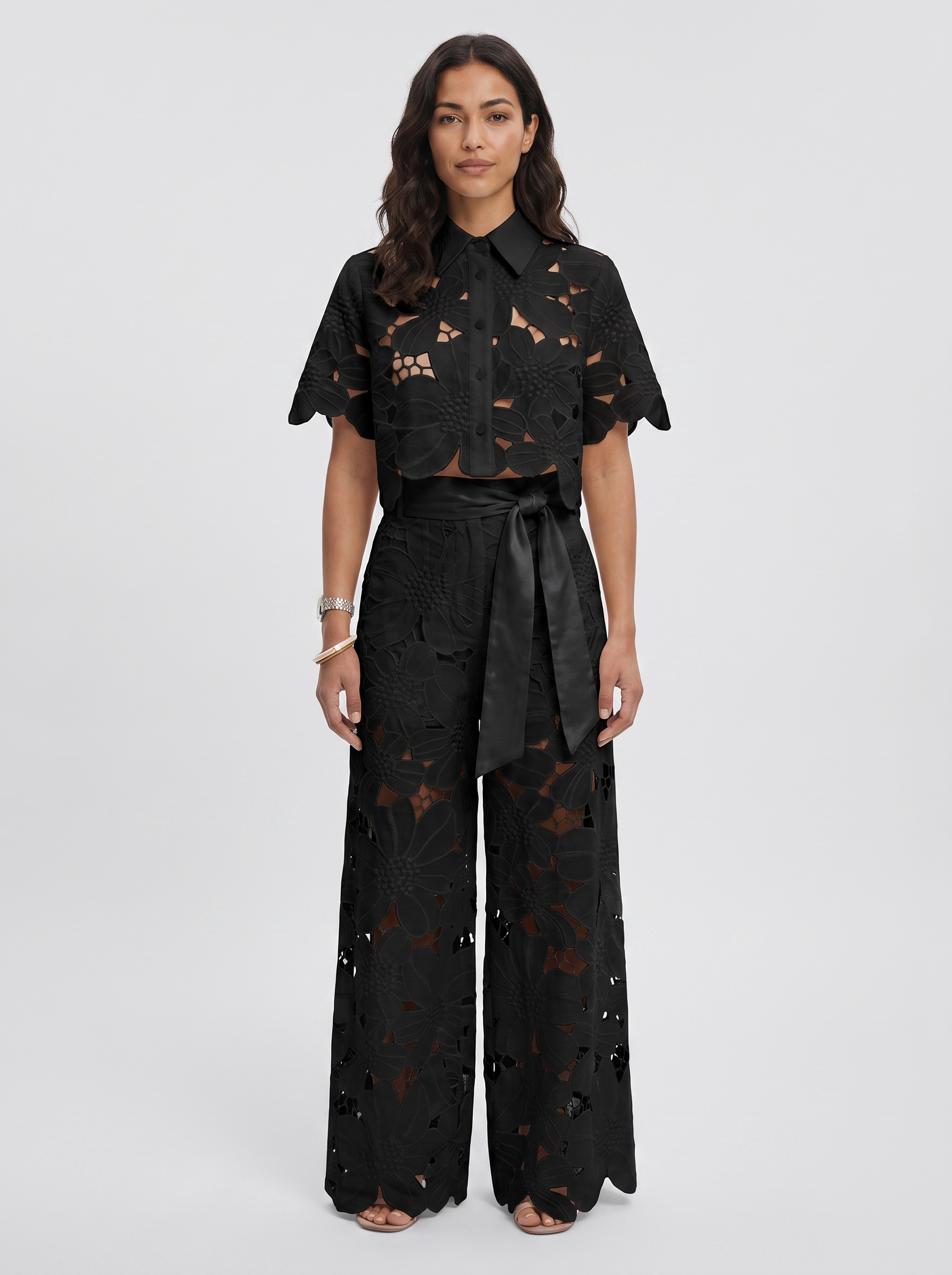 Women's Elegant Shirt and Wide-Leg Pants Outfit Set