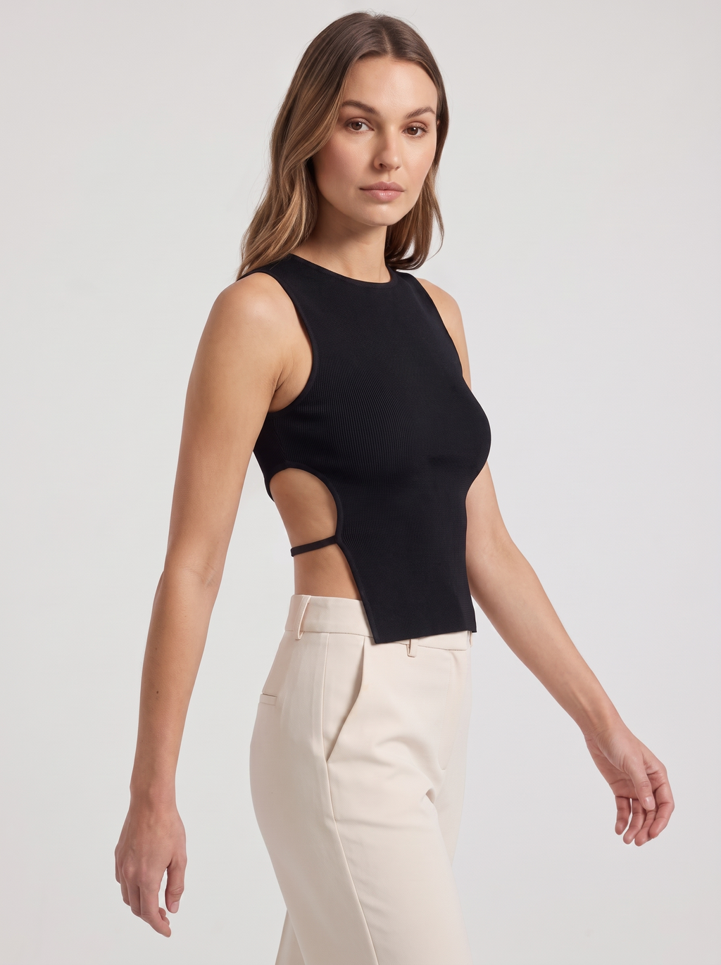 Women's Sleeveless Backless Asymmetric Strappy Top