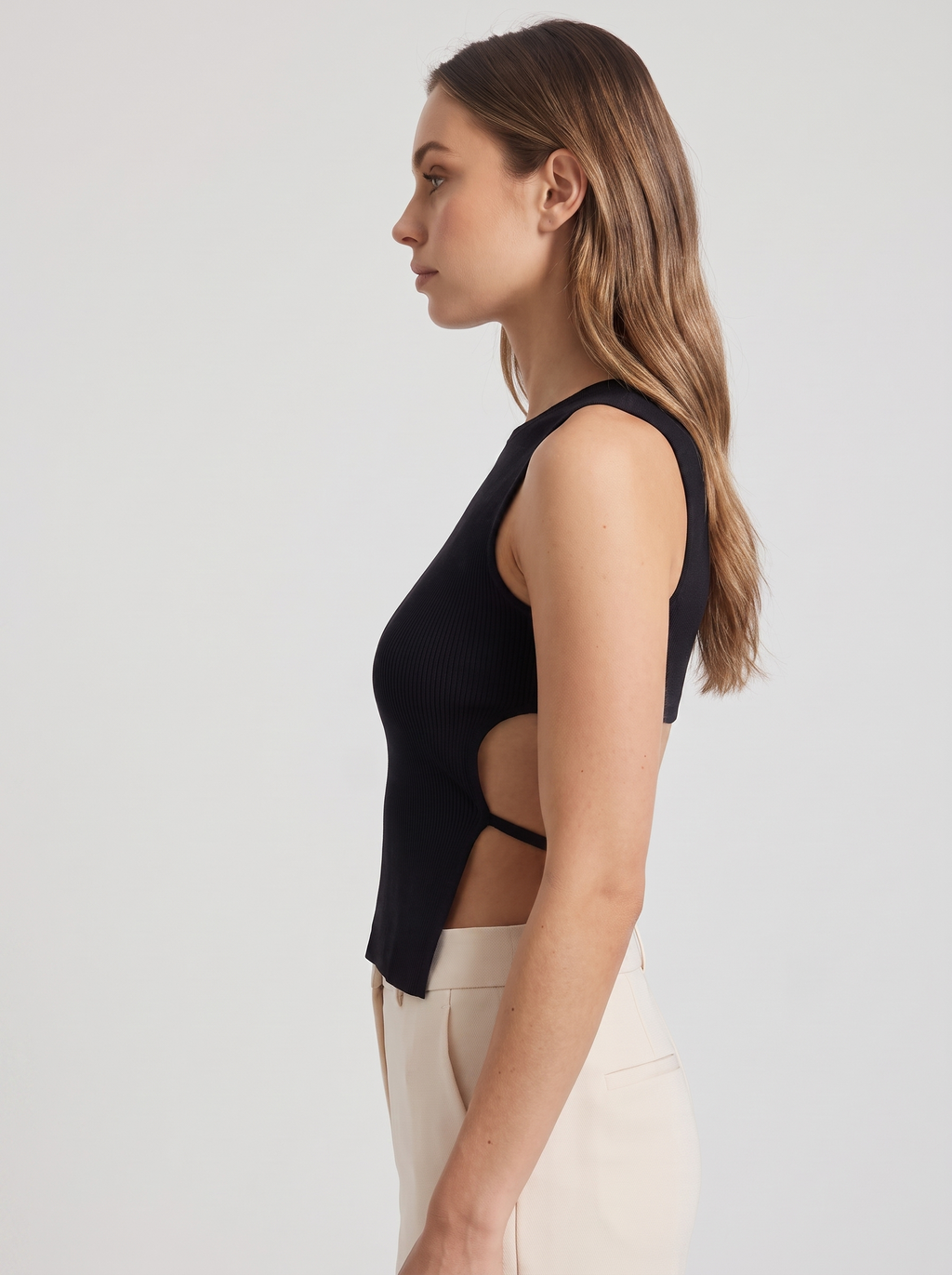Women's Sleeveless Backless Asymmetric Strappy Top