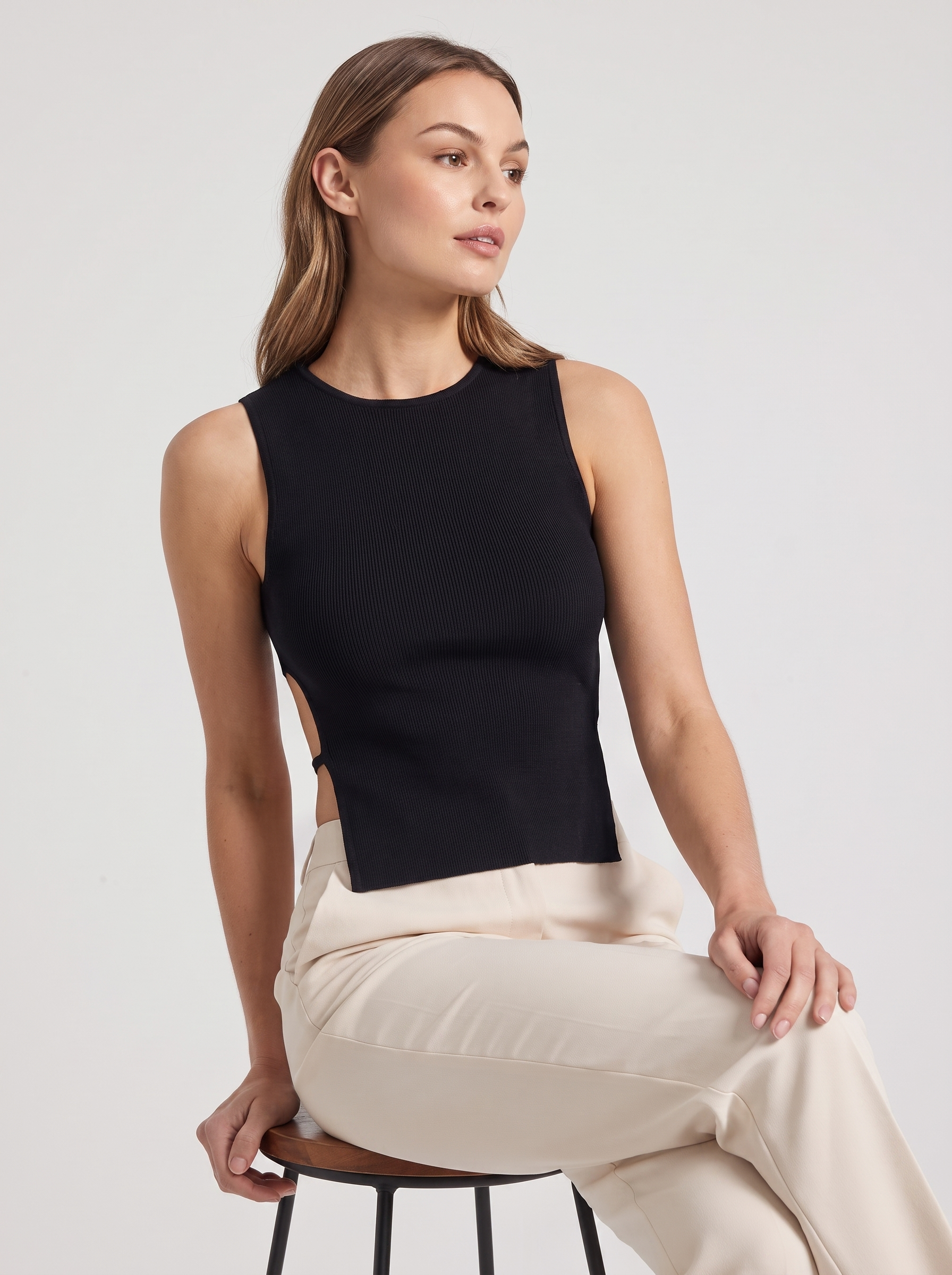 Women's Sleeveless Backless Asymmetric Strappy Top