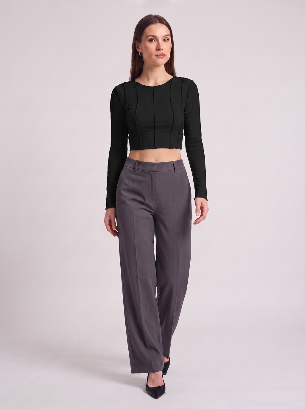 Women's Slim Long Sleeve Crop Top