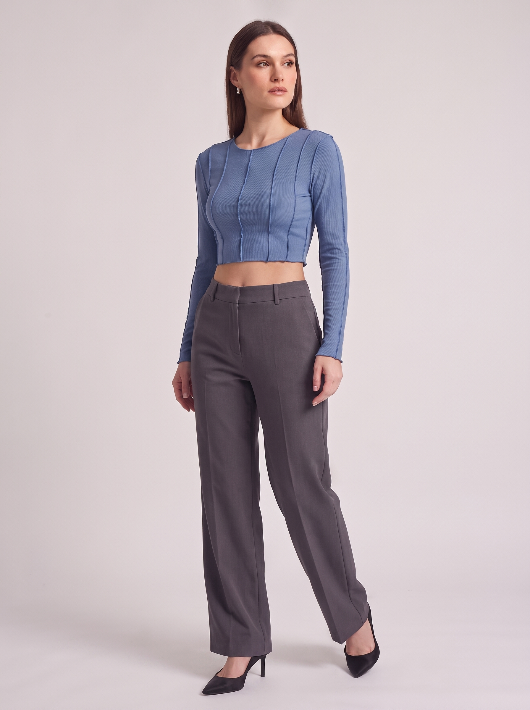 Women's Slim Long Sleeve Crop Top