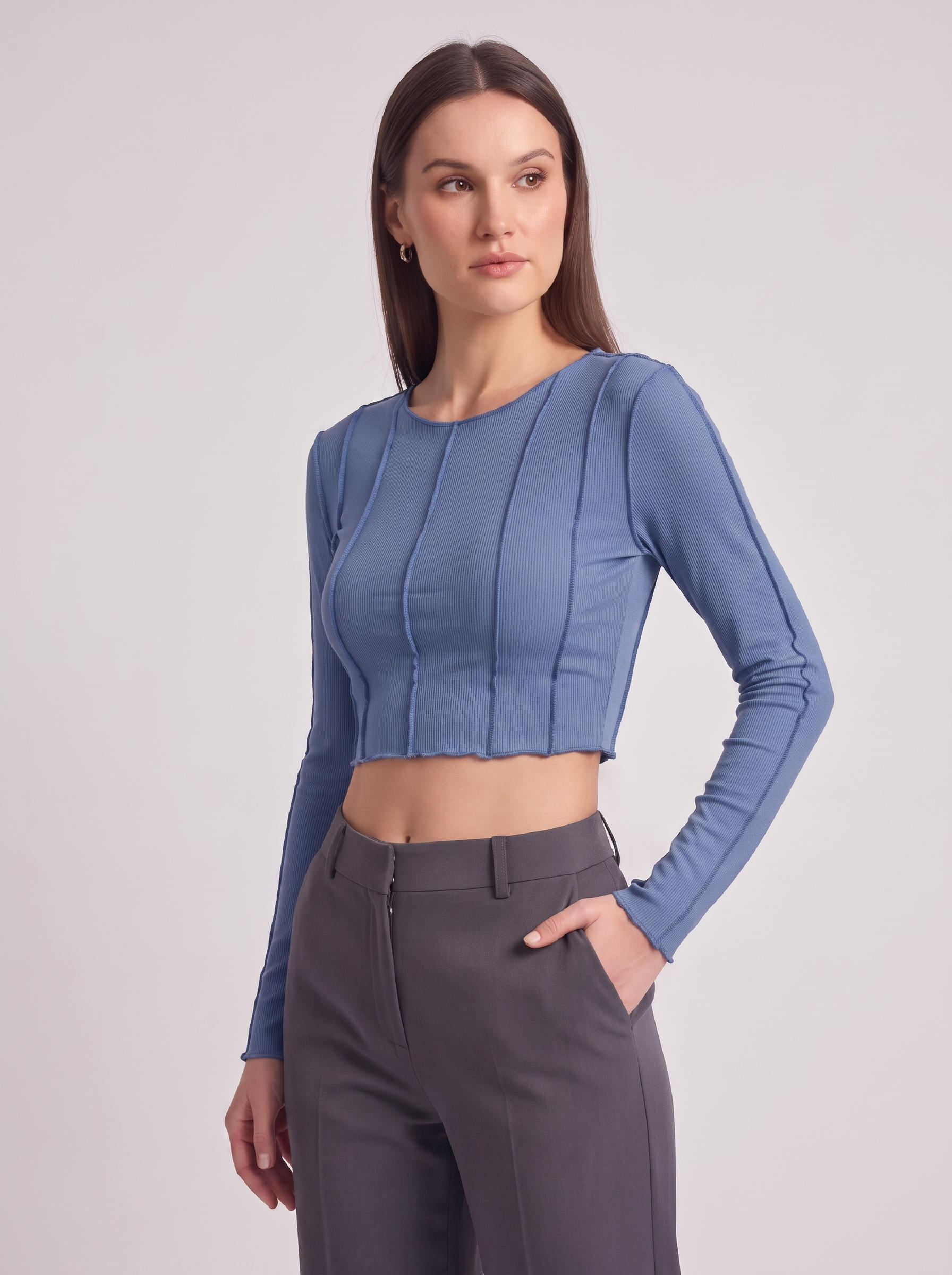 Women's Slim Long Sleeve Crop Top