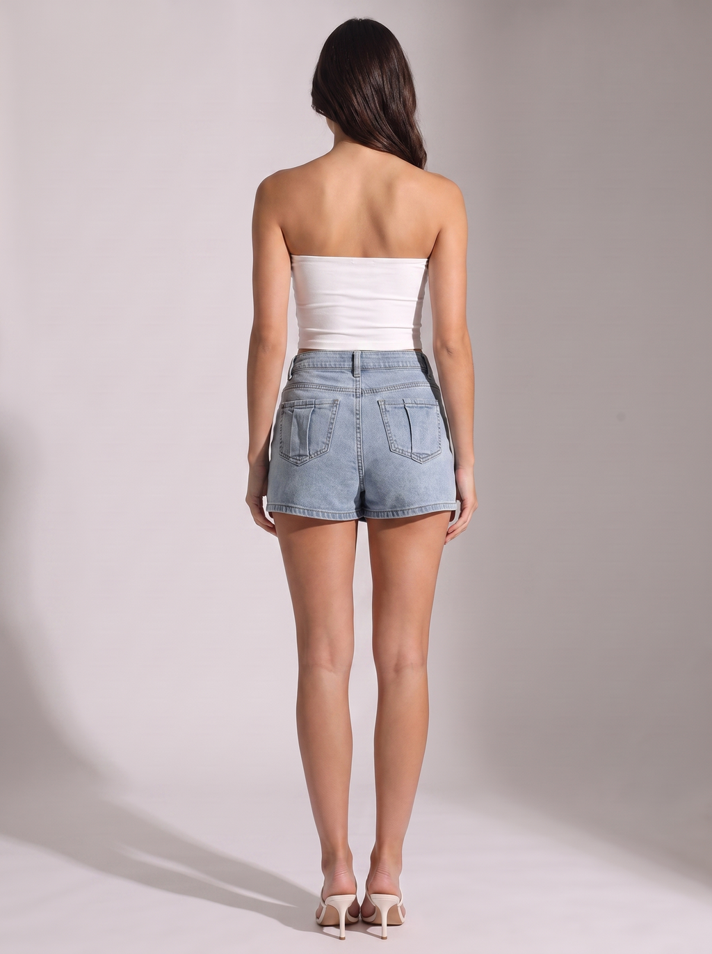 Women's Vintage Denim Mini Skort with Overlap Waist