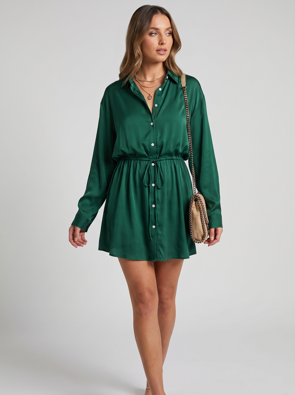 Women's Long Sleeve Jumpsuit with Button Detail