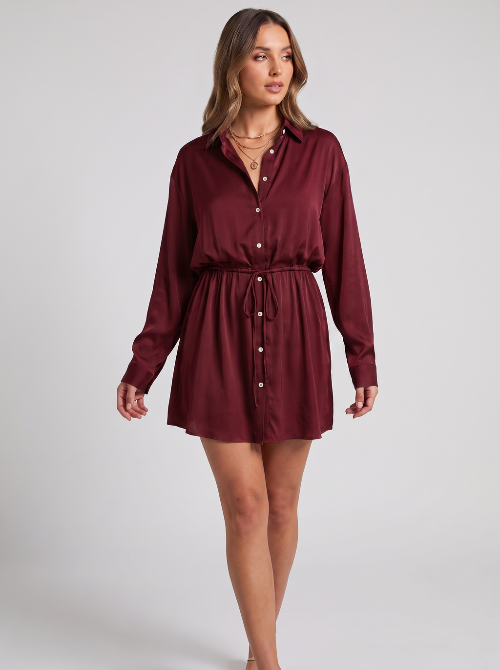 Women's Long Sleeve Jumpsuit with Button Detail