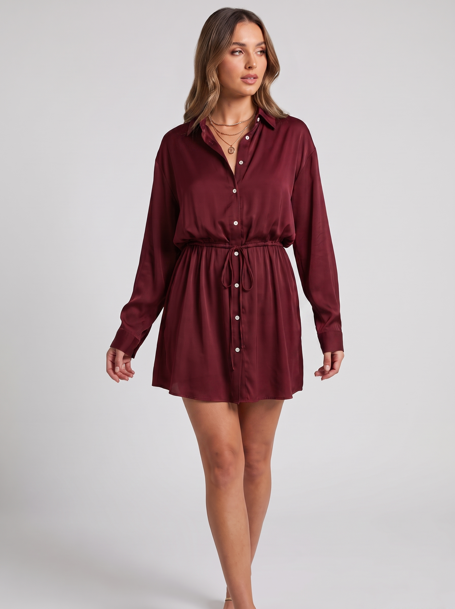 Women's Long Sleeve Jumpsuit with Button Detail