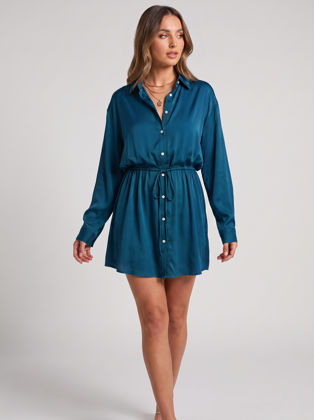 Women's Long Sleeve Jumpsuit with Button Detail
