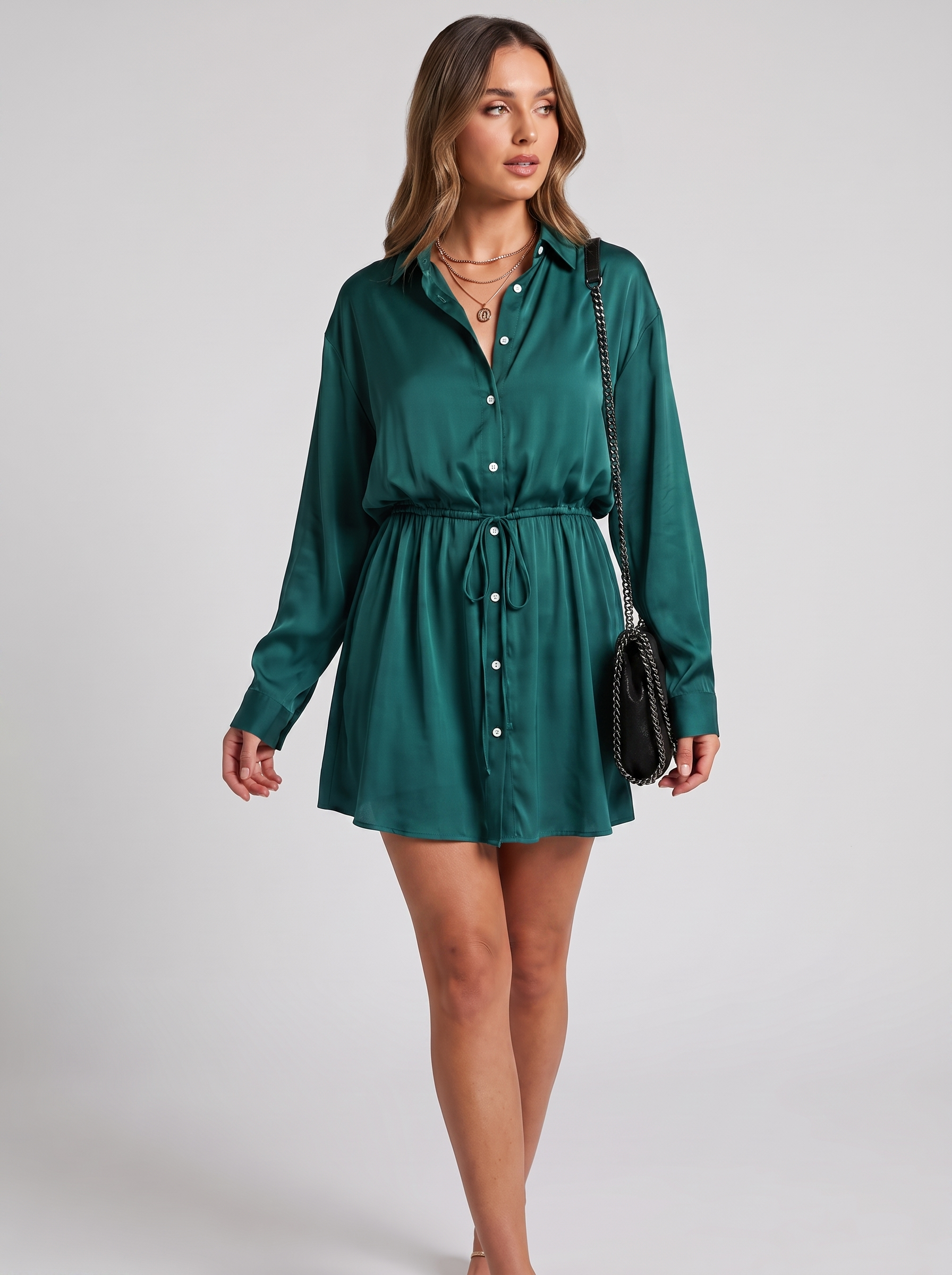 Women's Long Sleeve Jumpsuit with Button Detail