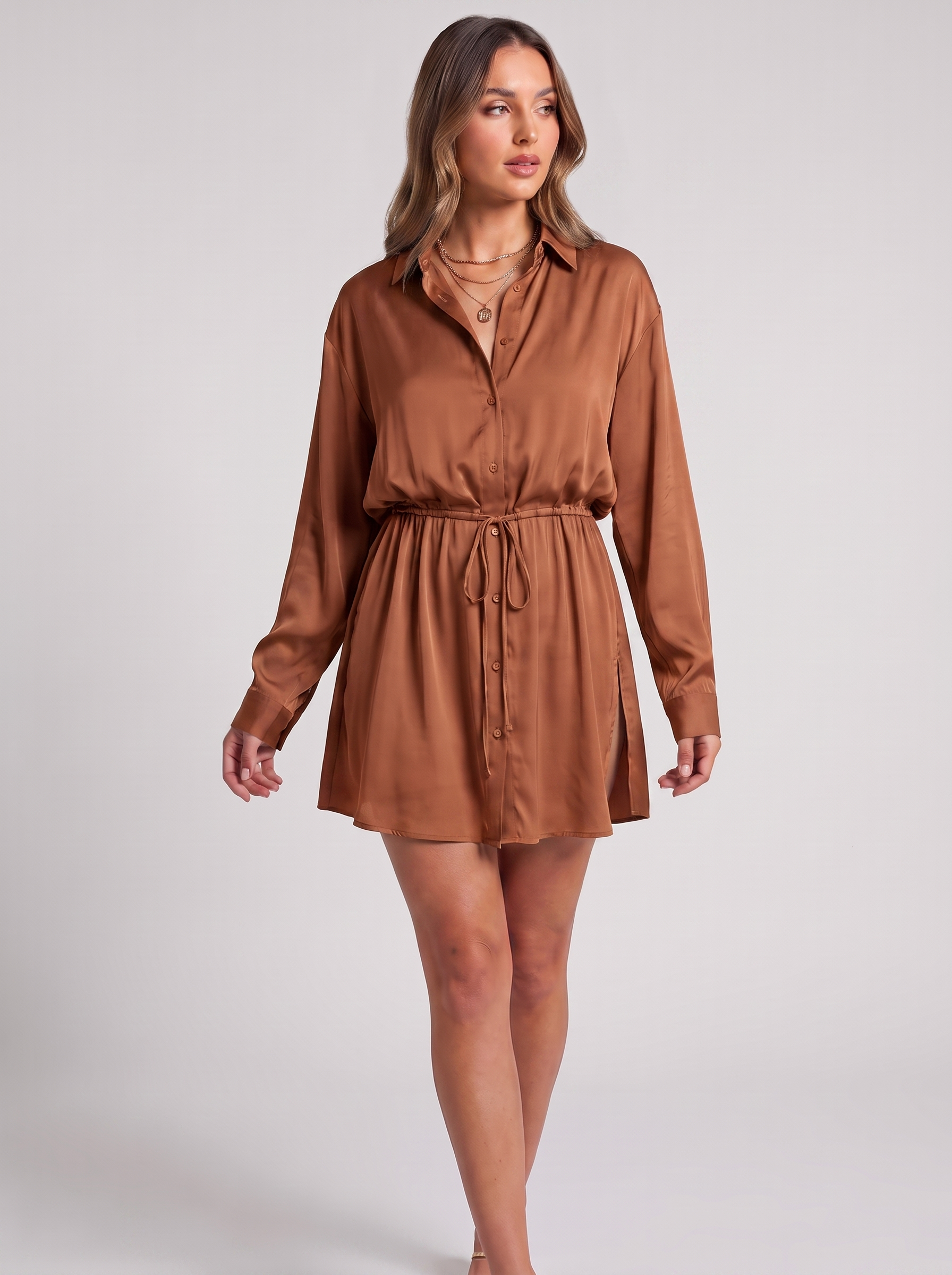 Women's Long Sleeve Jumpsuit with Button Detail