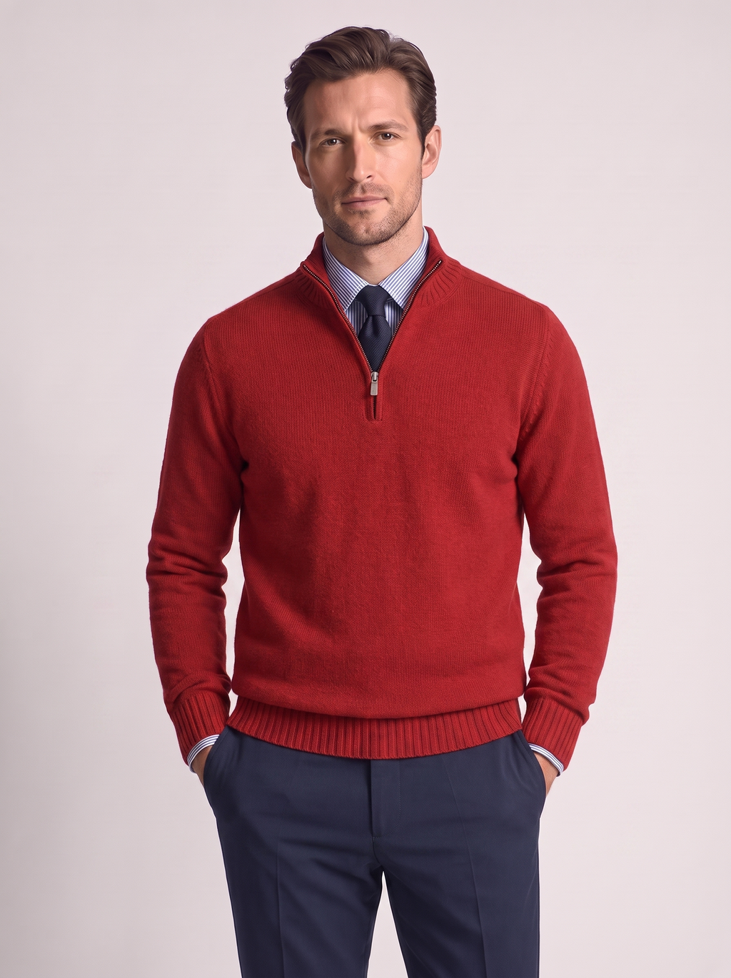Men's Slim Fit Stand Collar Zipper Sweater for Winter