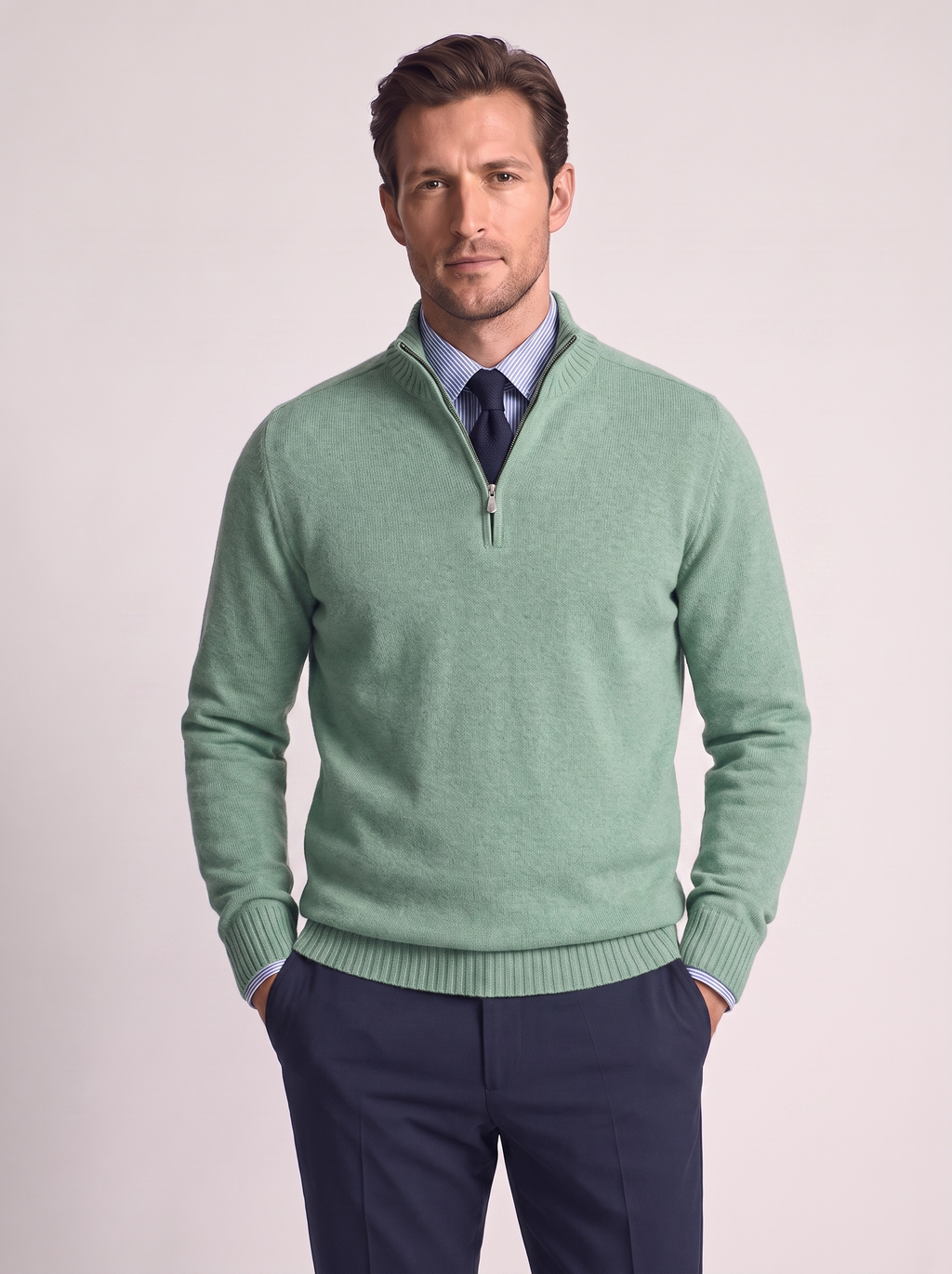Men's Slim Fit Stand Collar Zipper Sweater for Winter