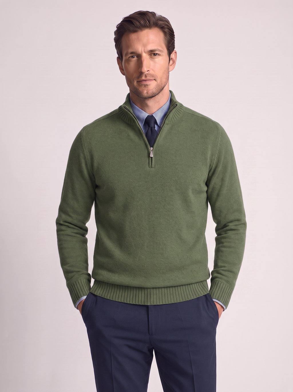Men's Slim Fit Stand Collar Zipper Sweater for Winter