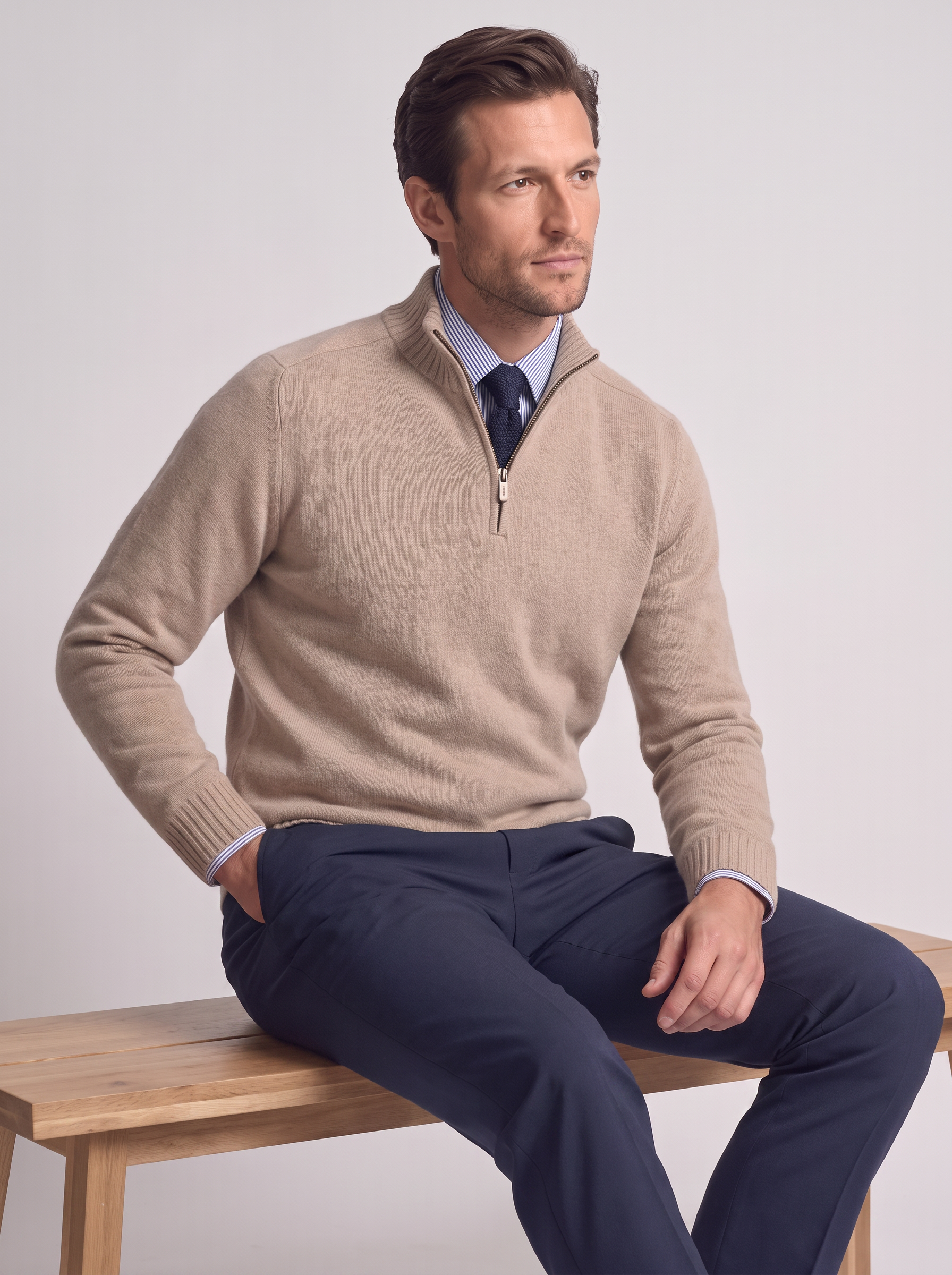 Men's Slim Fit Stand Collar Zipper Sweater for Winter