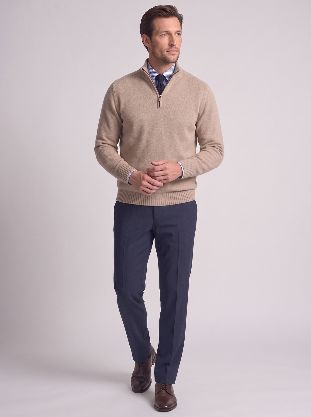 Men's Slim Fit Stand Collar Zipper Sweater for Winter