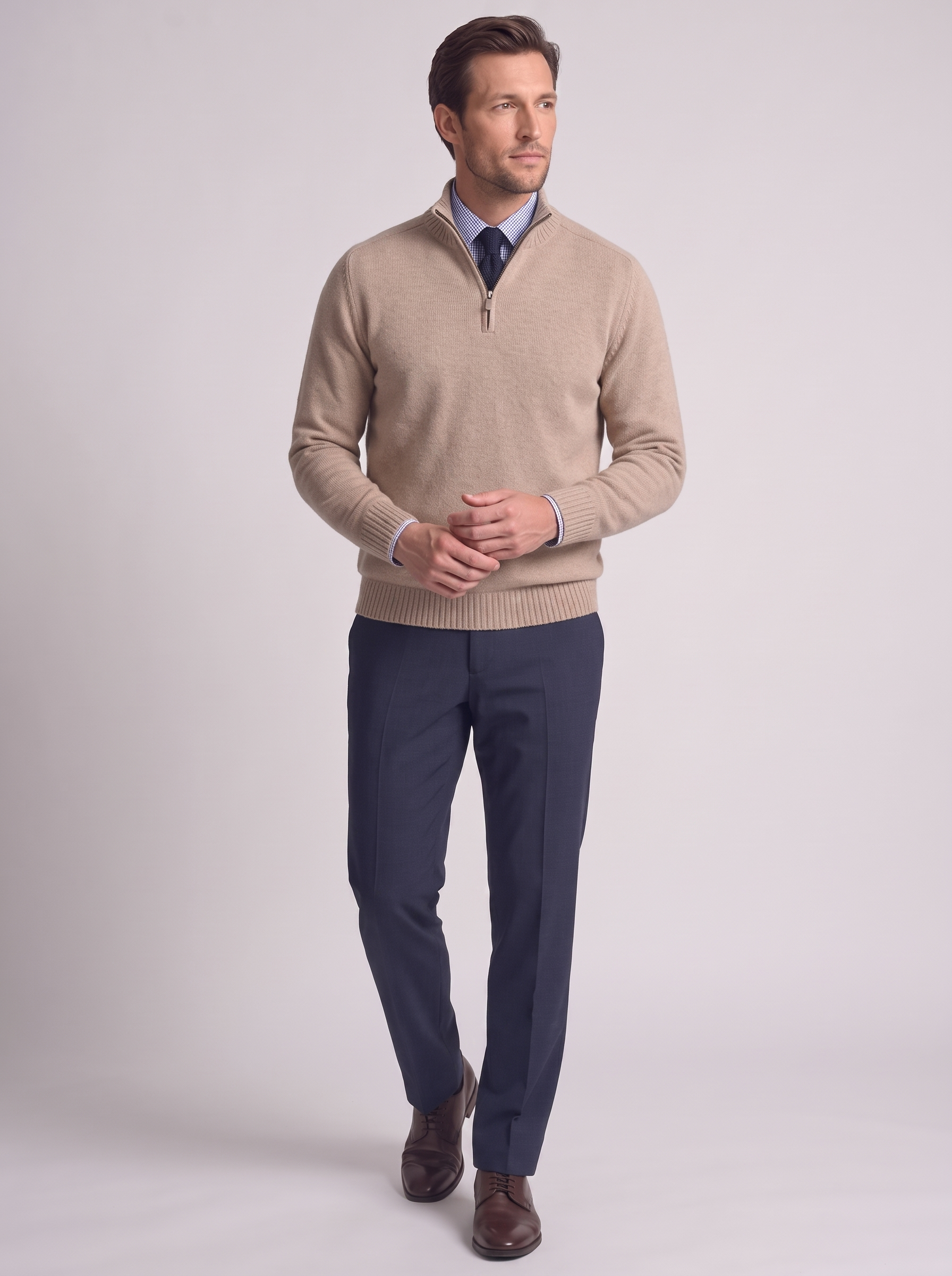 Men's Slim Fit Stand Collar Zipper Sweater for Winter