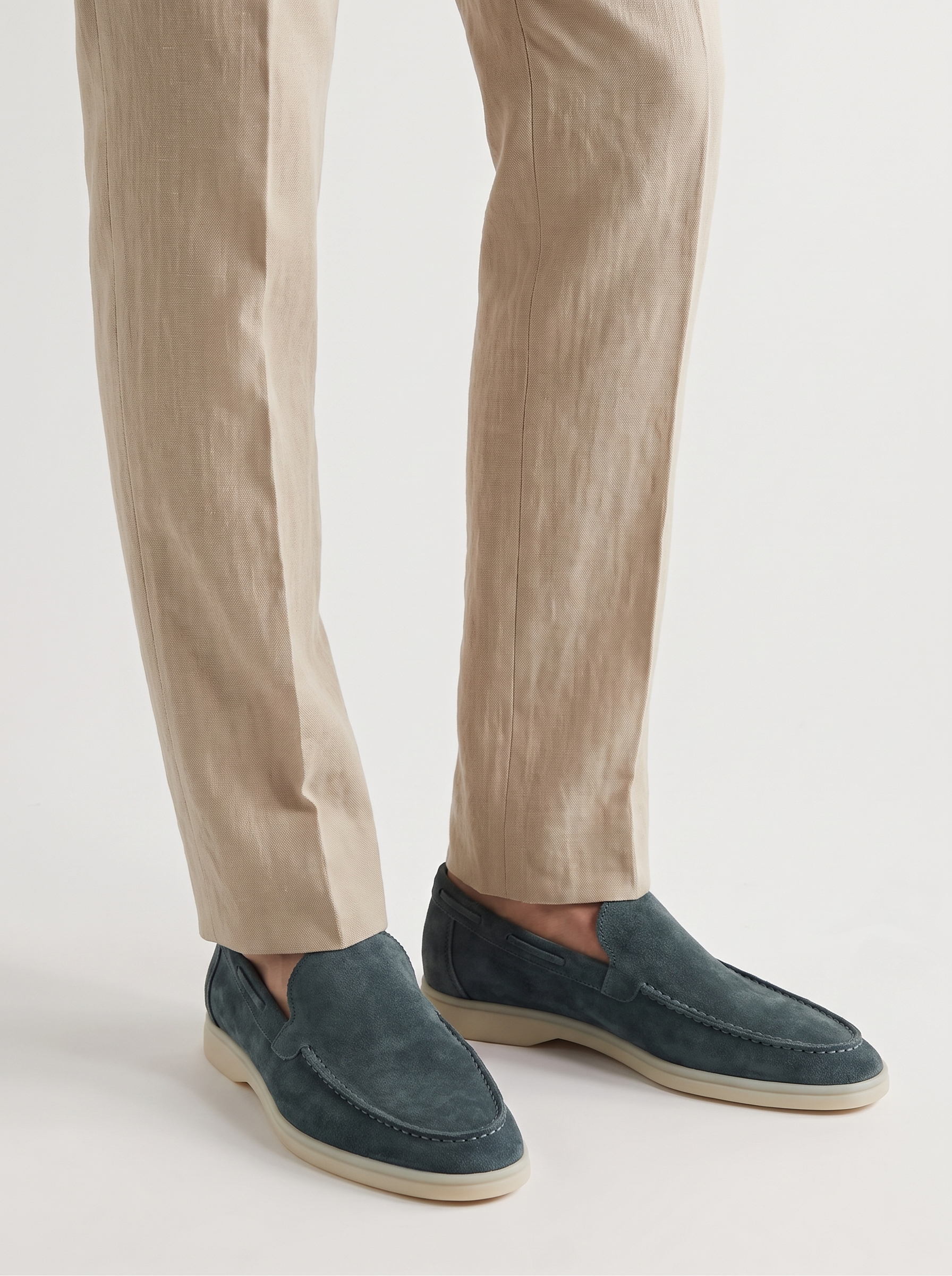 Men's Casual Slip On Shoes - Stylish Suede Flat Square Heel
