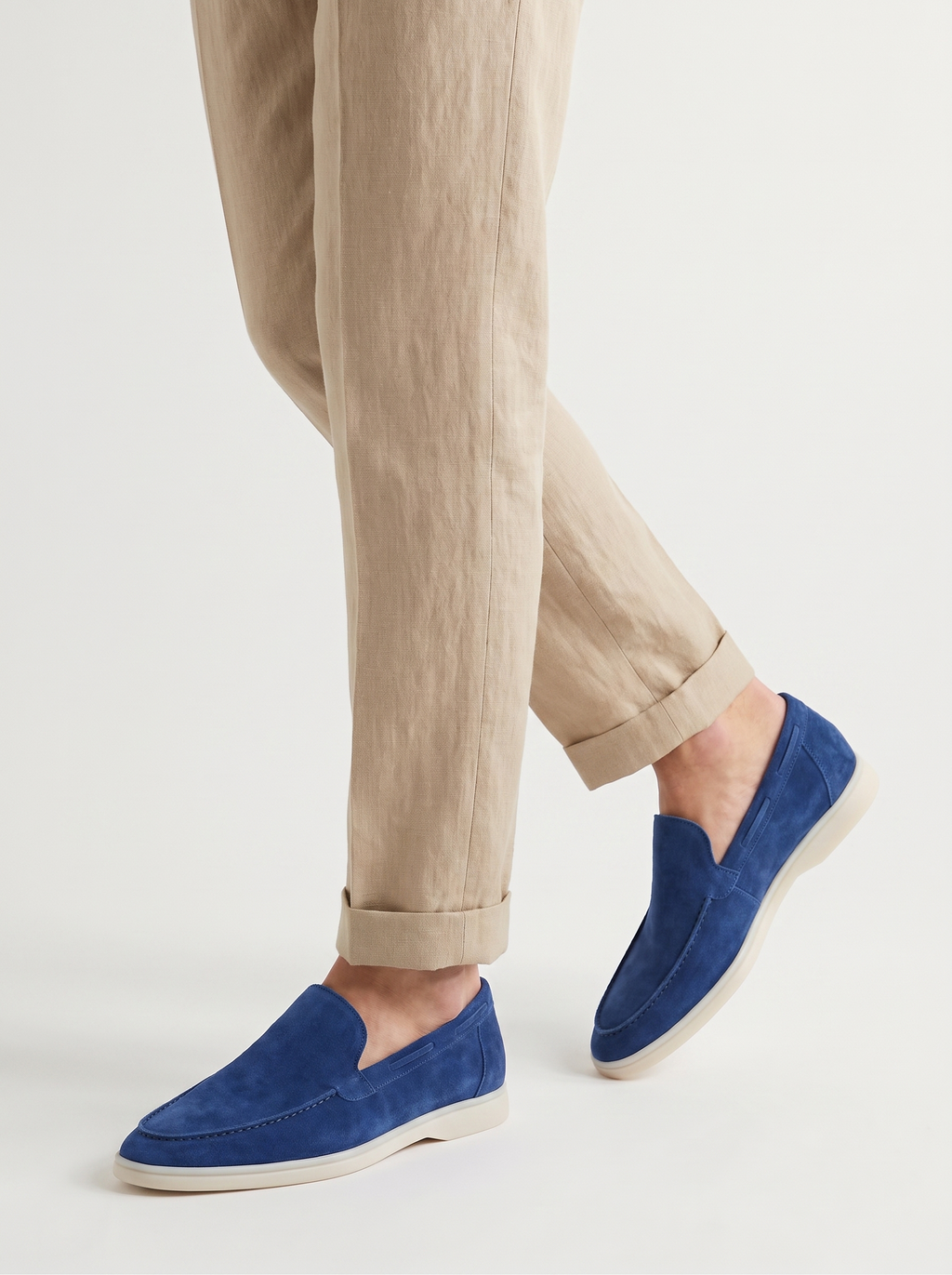 Men's Casual Slip On Shoes - Stylish Suede Flat Square Heel