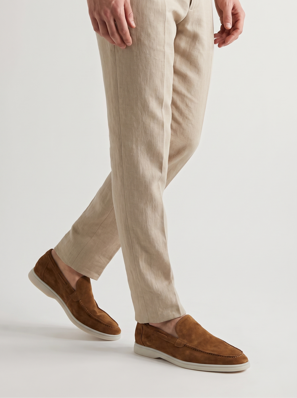 Men's Casual Slip On Shoes - Stylish Suede Flat Square Heel