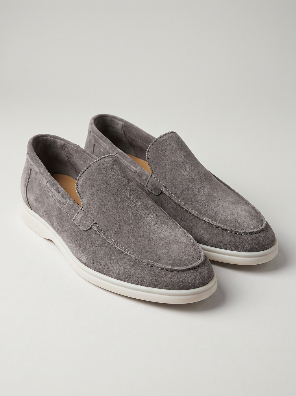 Men's Casual Slip On Shoes - Stylish Suede Flat Square Heel