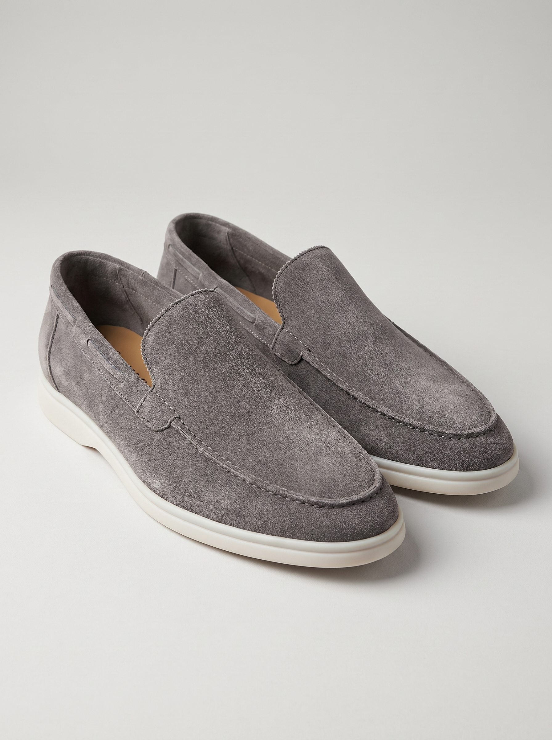 Men's Casual Slip On Shoes - Stylish Suede Flat Square Heel