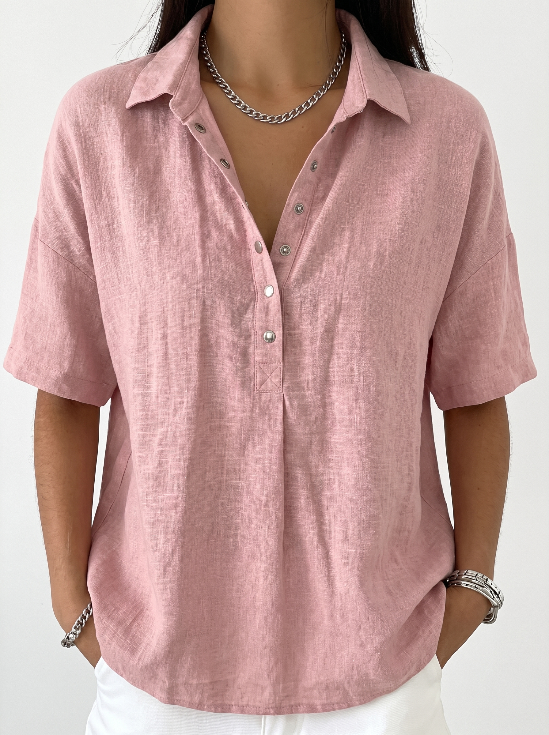 Women's Classic Collar Button-Up Blouse Long Sleeve Top