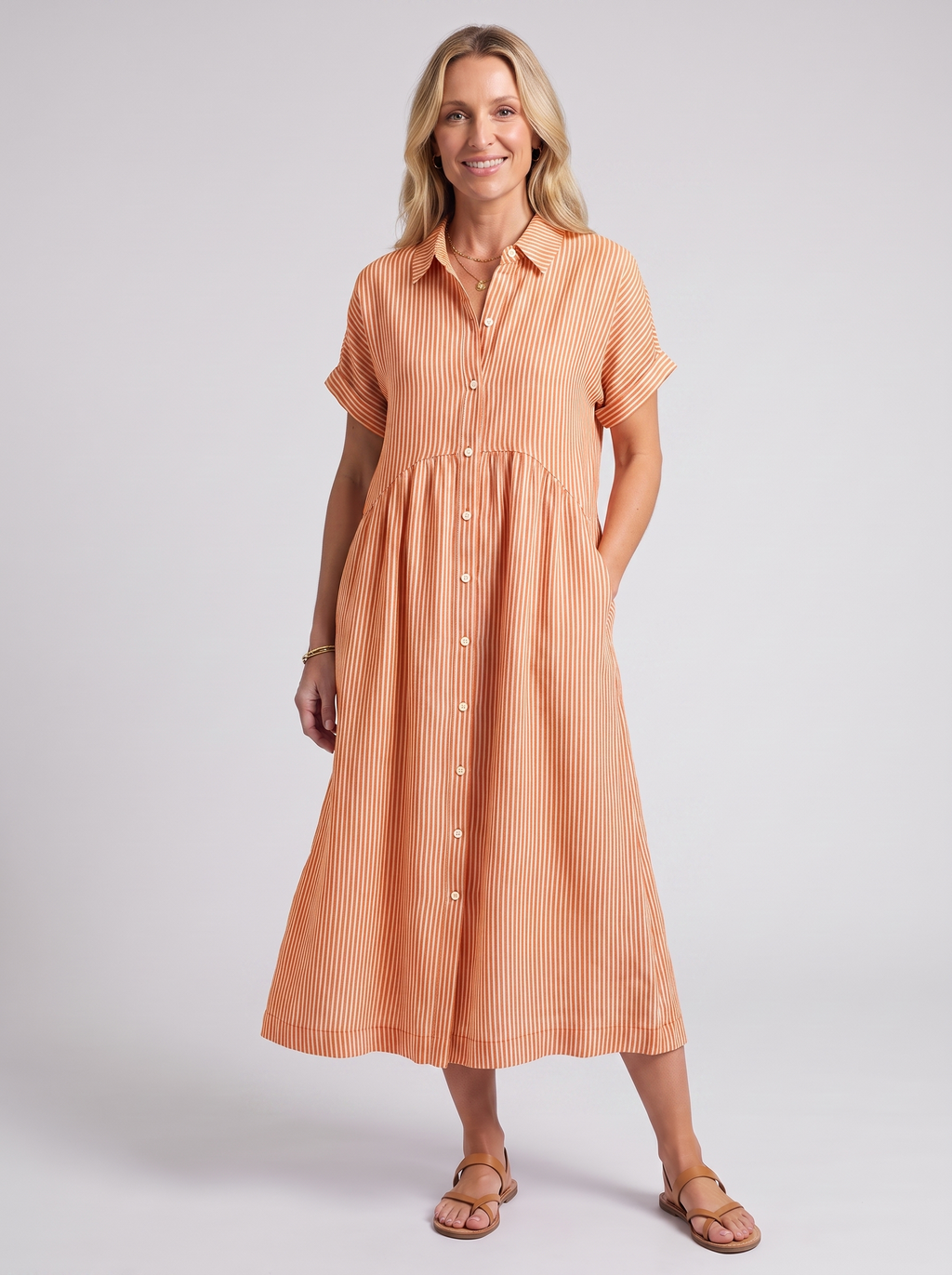 Women's Loose Striped Short Sleeve Summer Dress