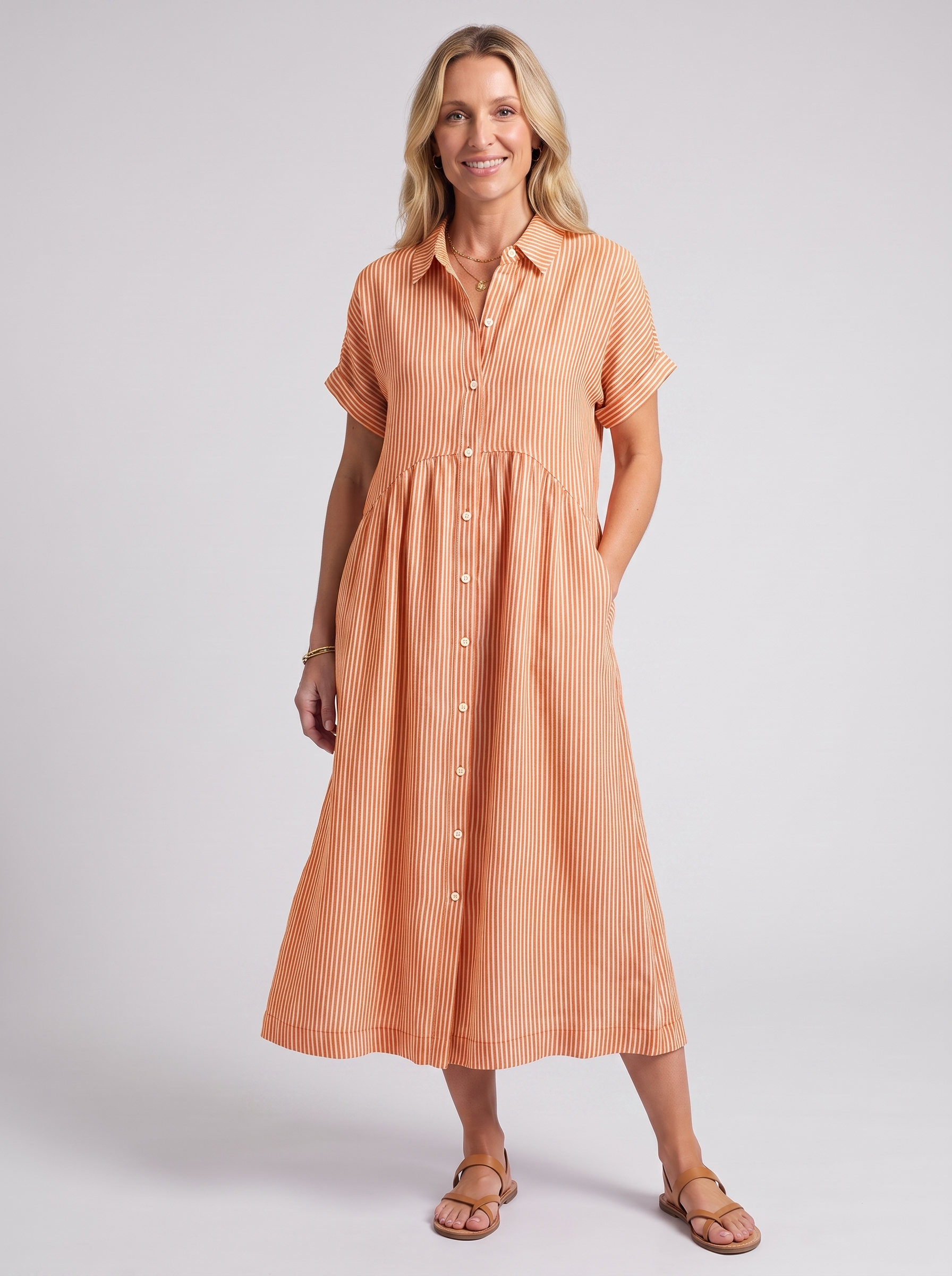 Women's Loose Striped Short Sleeve Summer Dress