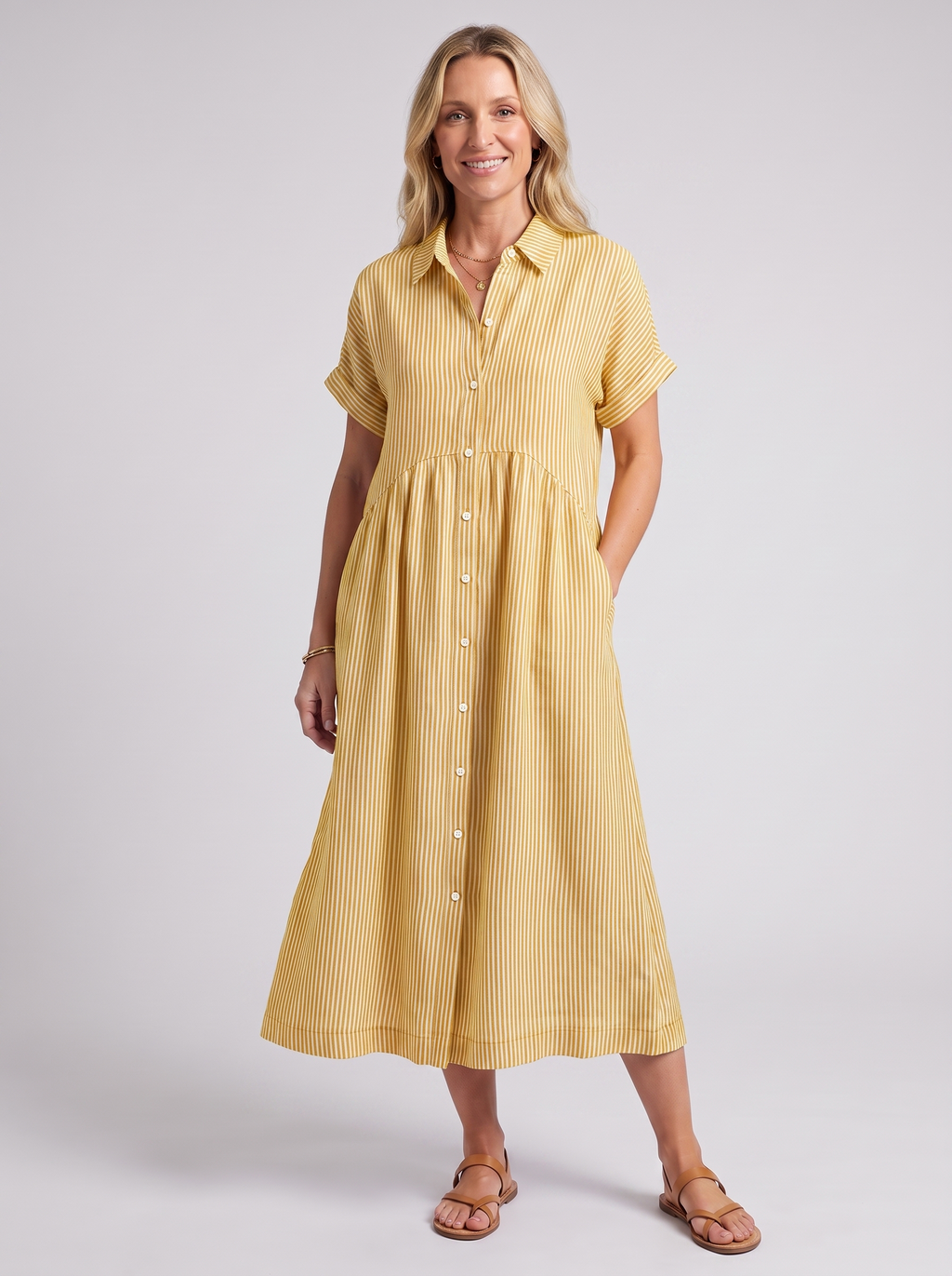 Women's Loose Striped Short Sleeve Summer Dress