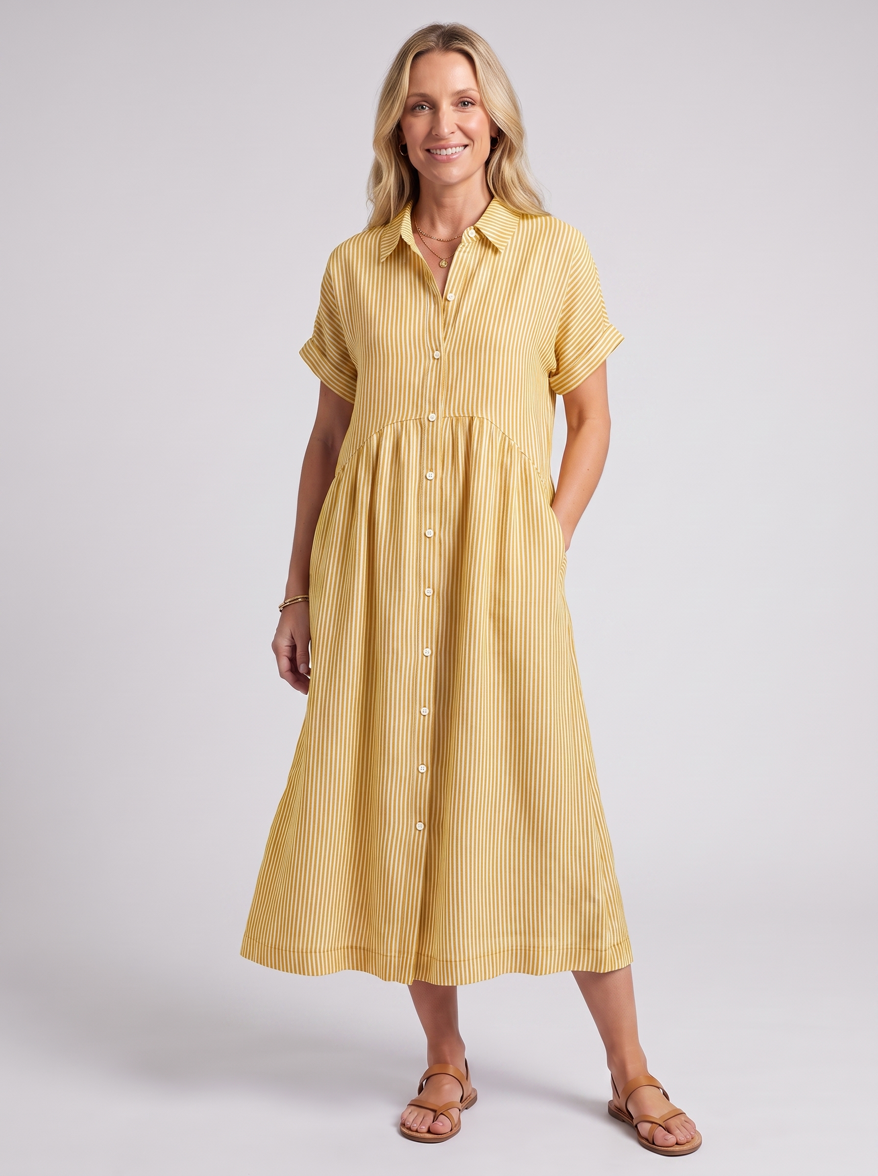 Women's Loose Striped Short Sleeve Summer Dress