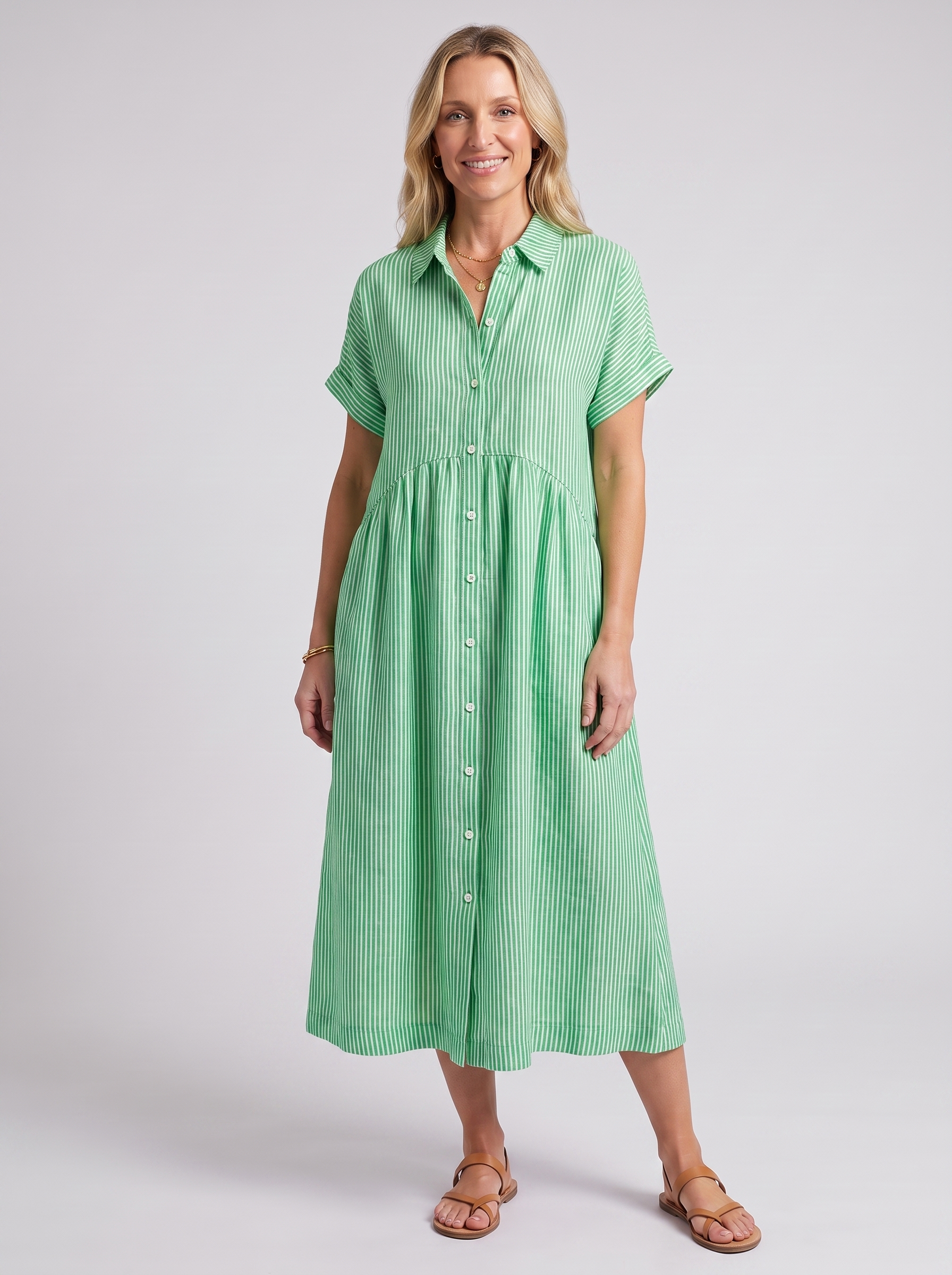 Women's Loose Striped Short Sleeve Summer Dress