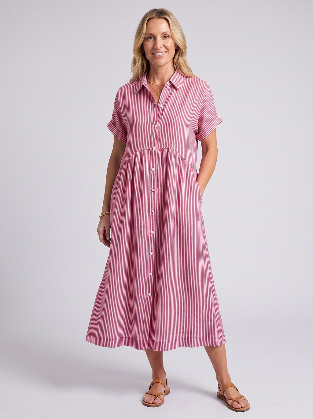 Women's Loose Striped Short Sleeve Summer Dress