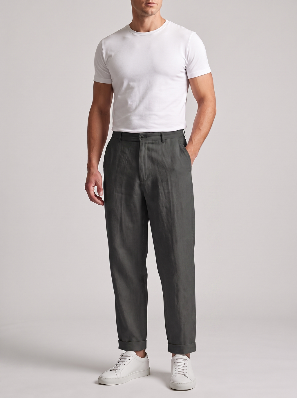 Men's Linen Casual Straight-Leg Trousers
