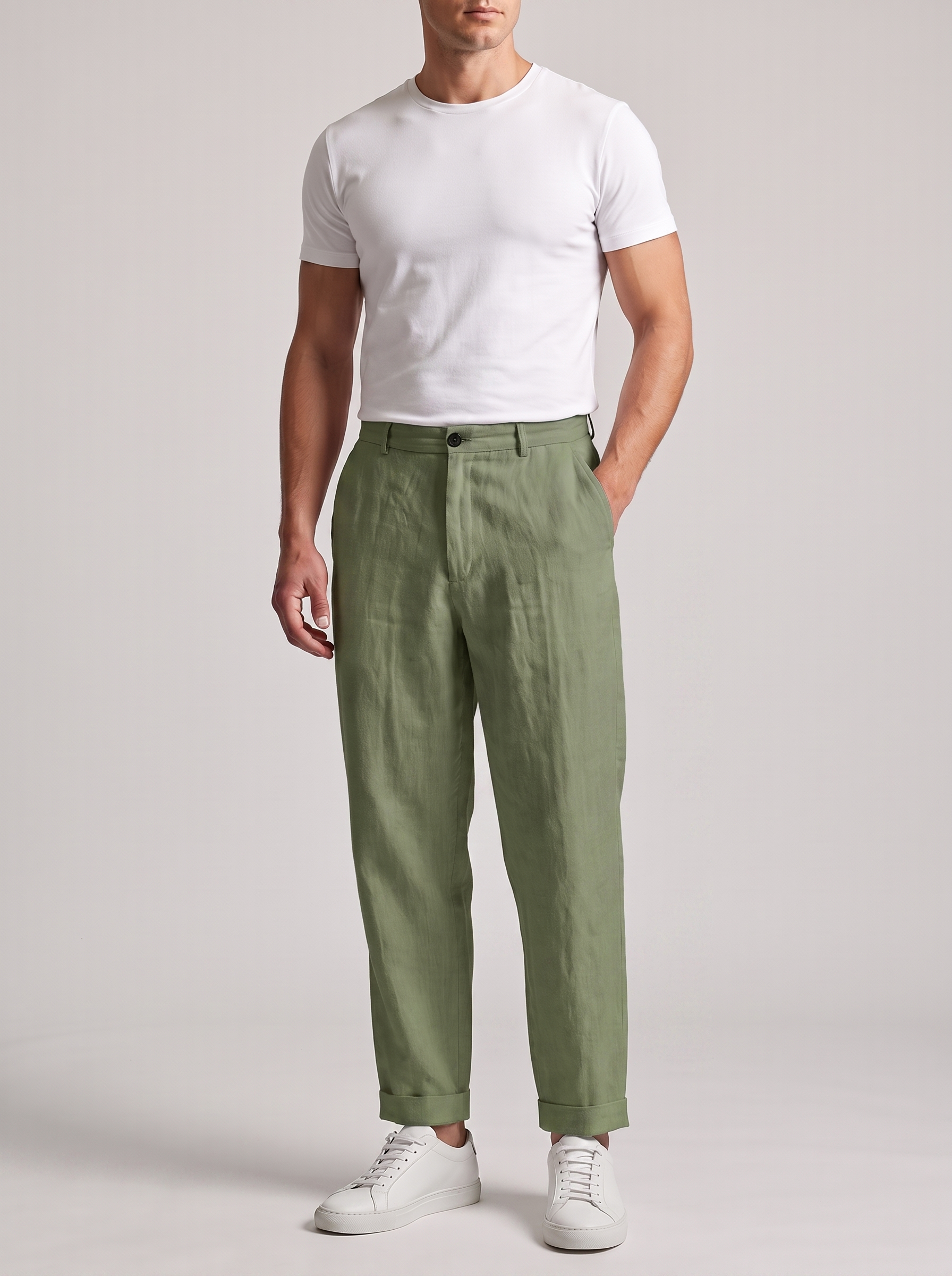 Men's Linen Casual Straight-Leg Trousers