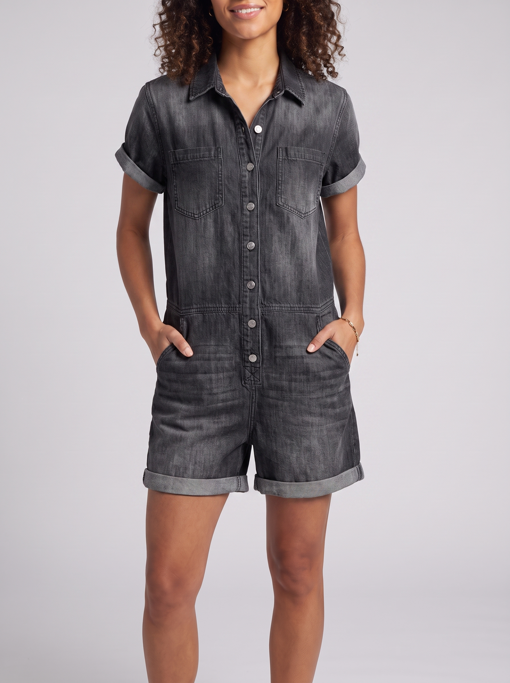 Women's Denim Jumpsuit with Multi Pockets