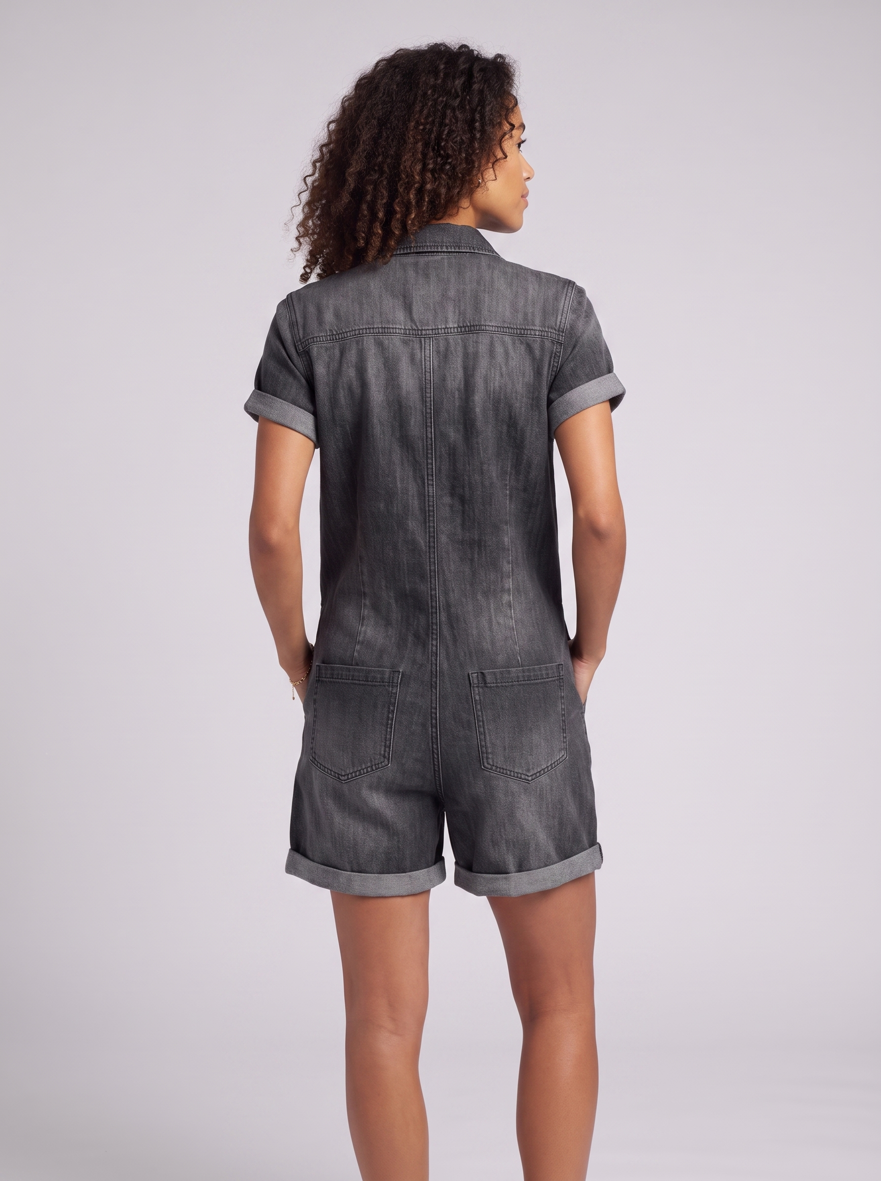 Women's Denim Jumpsuit with Multi Pockets