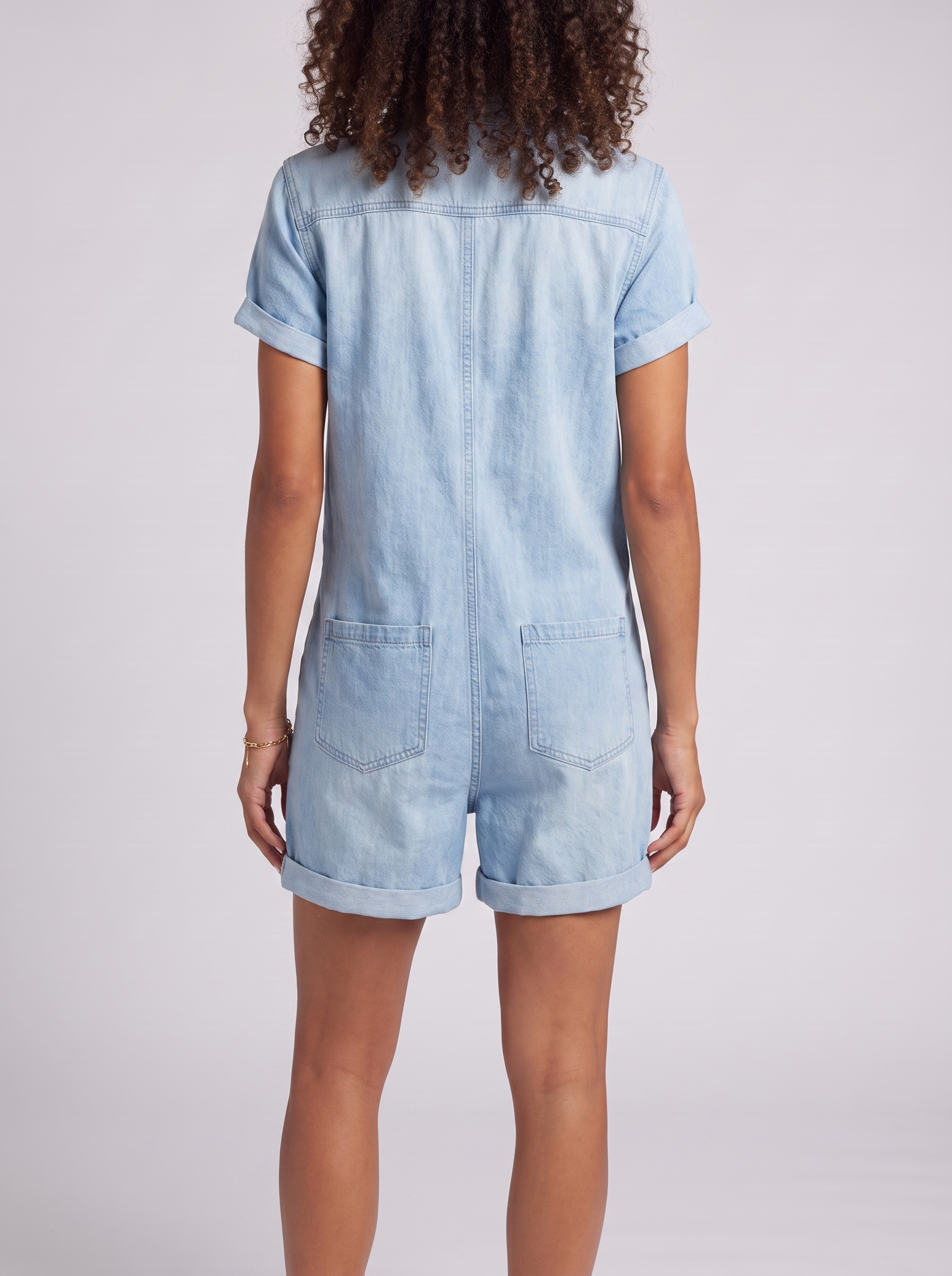 Women's Denim Jumpsuit with Multi Pockets