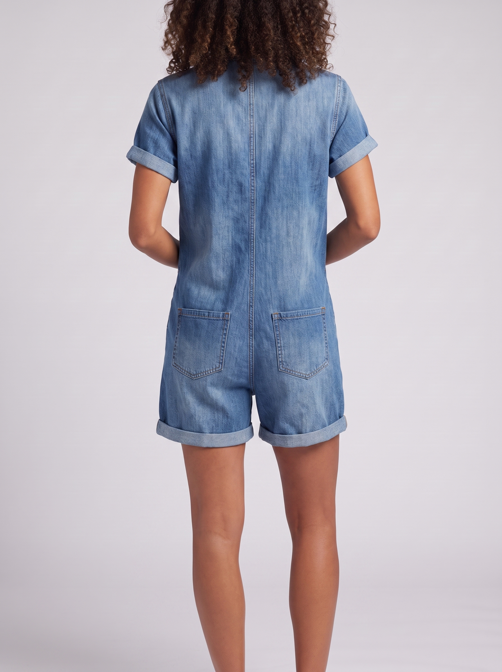 Women's Denim Jumpsuit with Multi Pockets