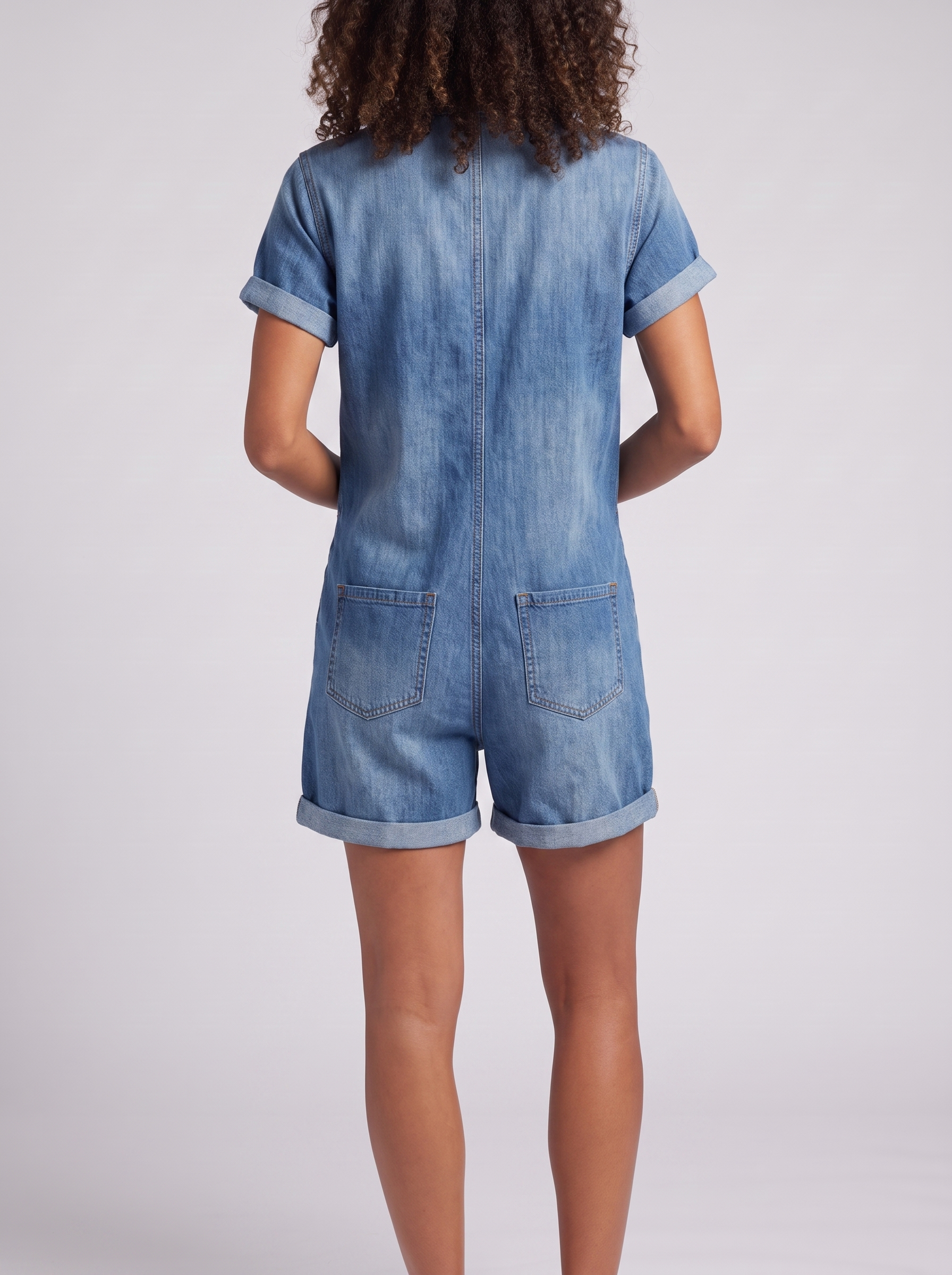 Women's Denim Jumpsuit with Multi Pockets