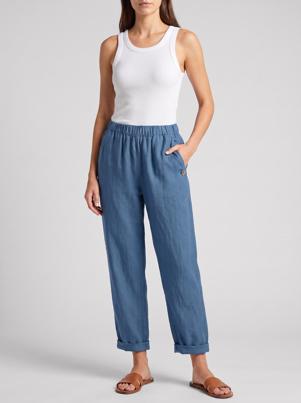Women's Casual Straight Trousers With Pockets
