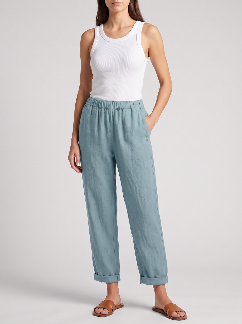 Women's Casual Straight Trousers With Pockets