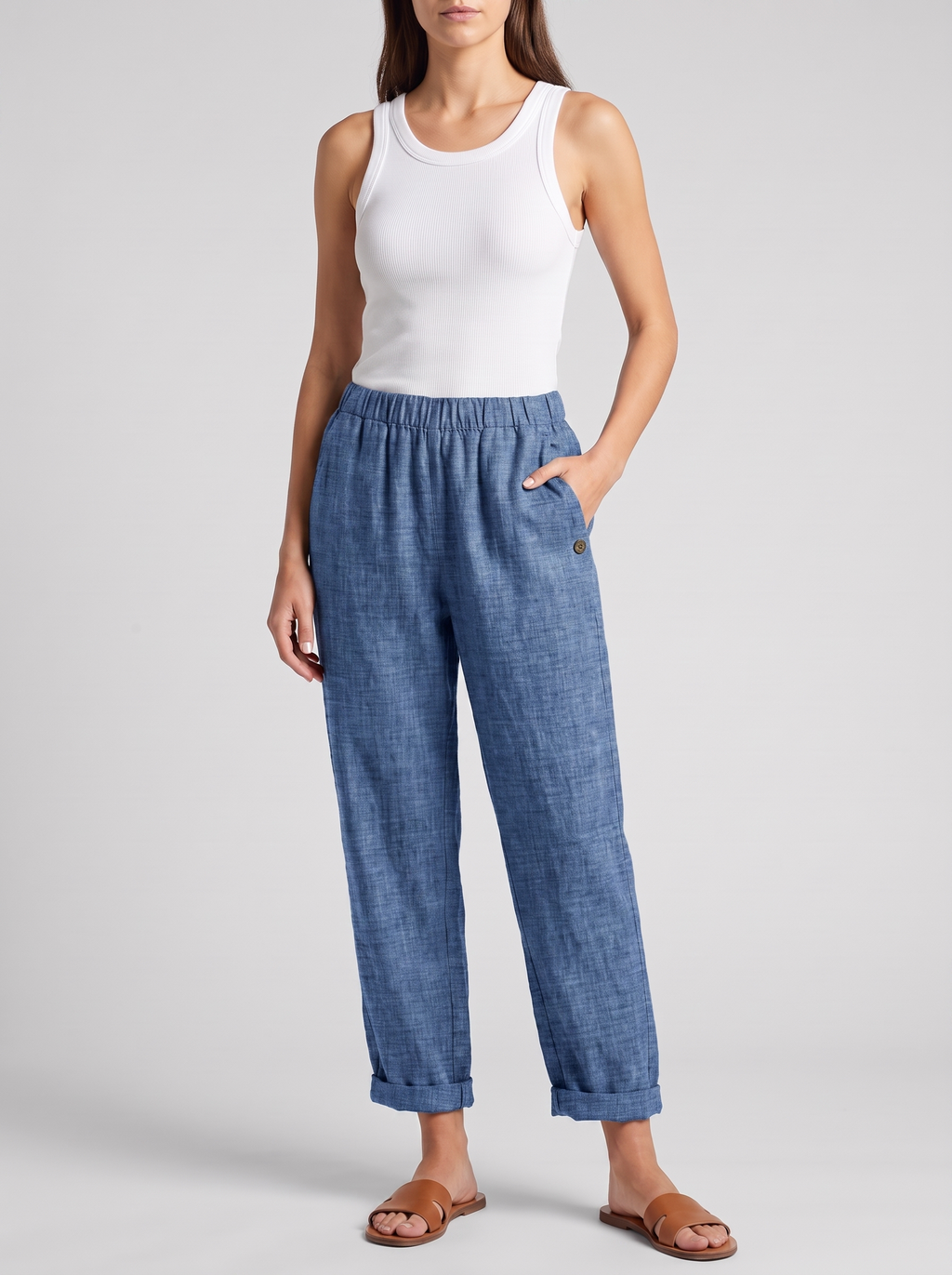 Women's Casual Straight Trousers With Pockets